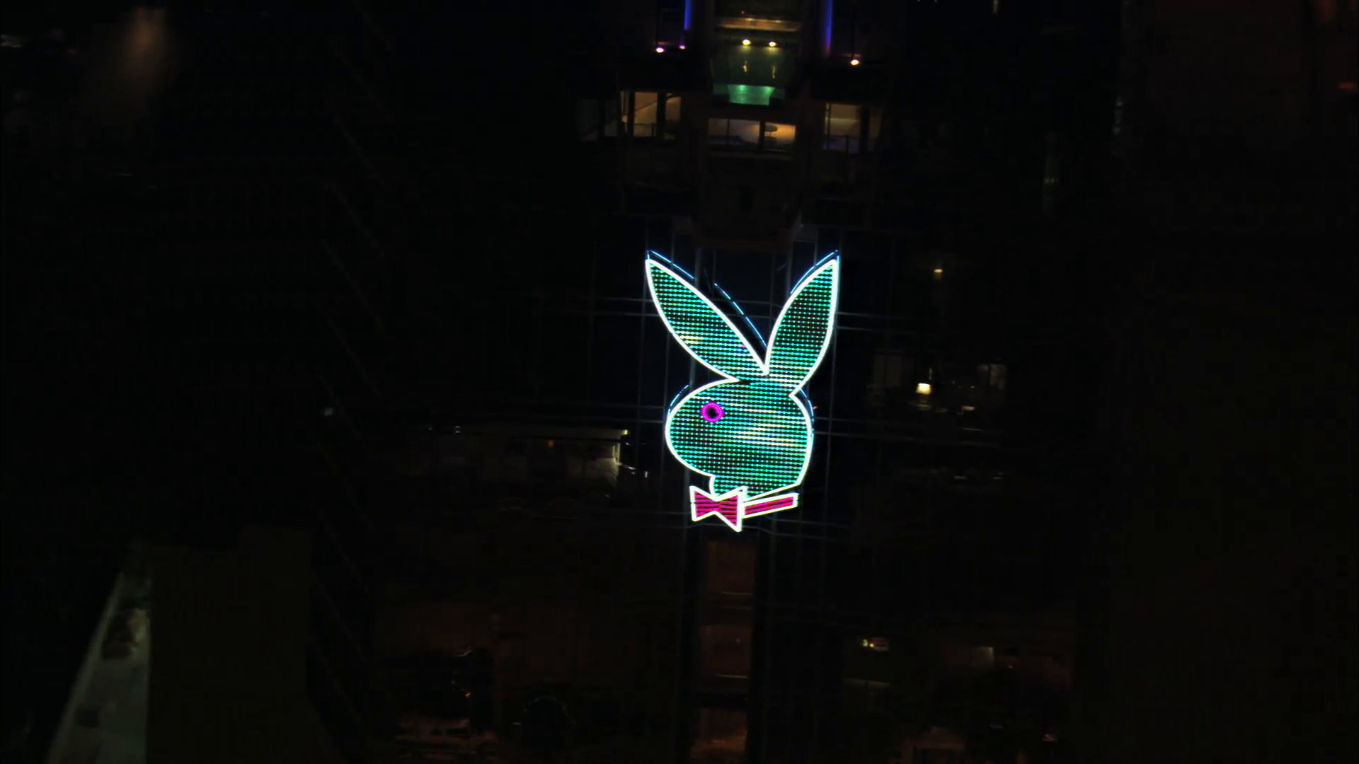 1920x1080 HD Aerial Skyline Flyby: Playboy Bunny at The Palms Luxury Resort, Hotel,  and Casino on The Las Vegas Strip. Filmed in HD using a CineFlex V.14  Stabilized ...