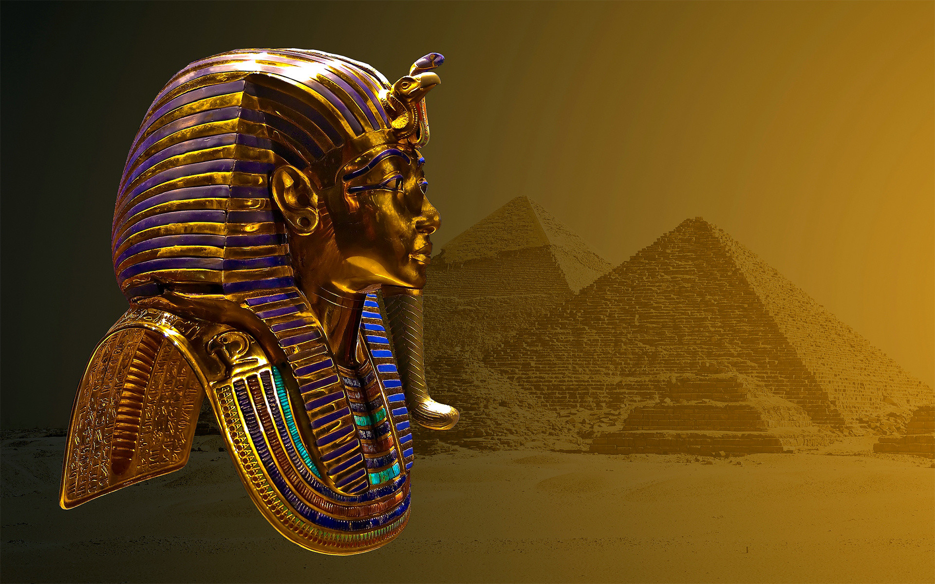 1920x1200 Tutankhamun mask pyramid egypt wallpaper