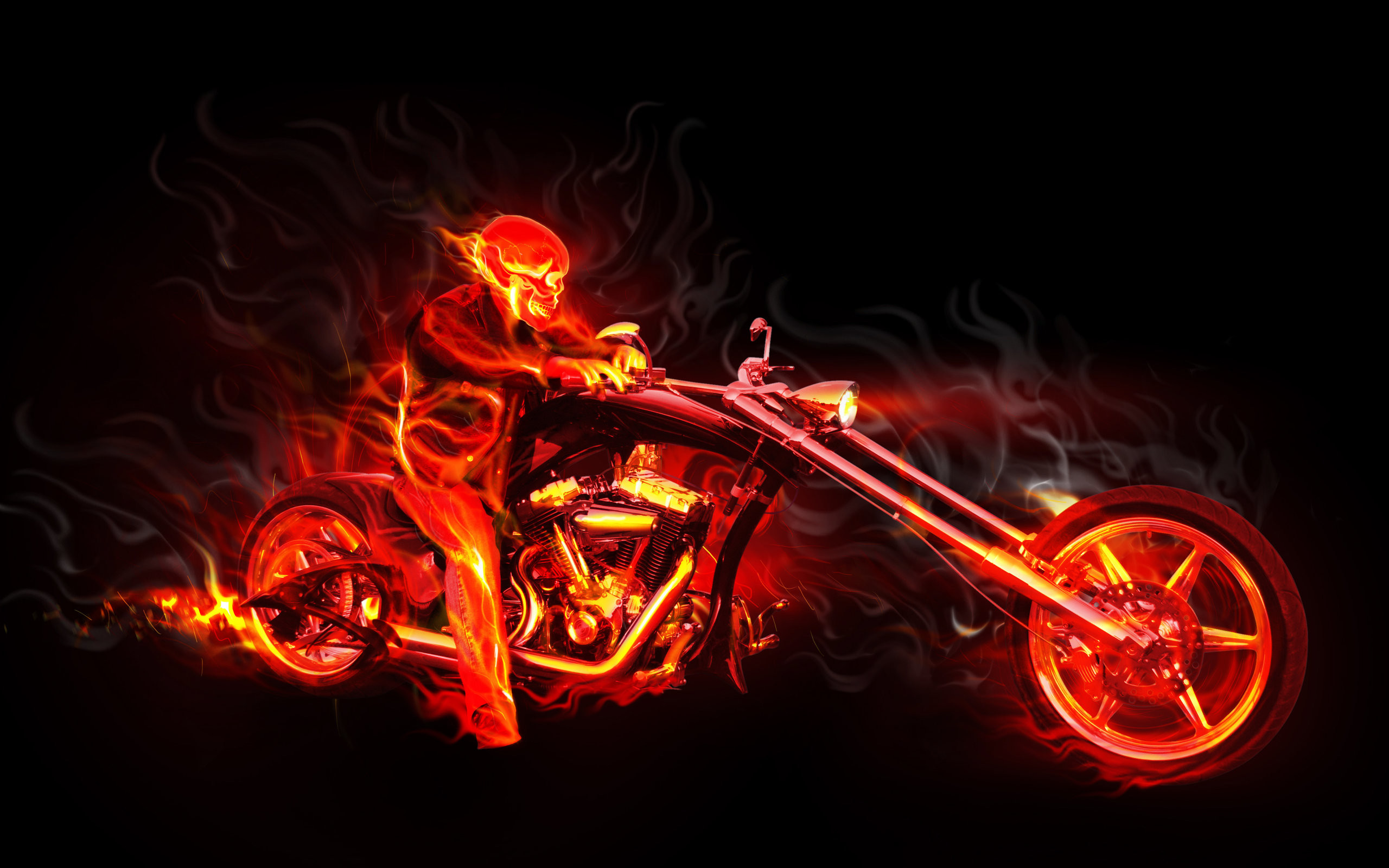 2560x1600 High Quality HD 3D Wallpaper Fire Harley Man Abstract Photo