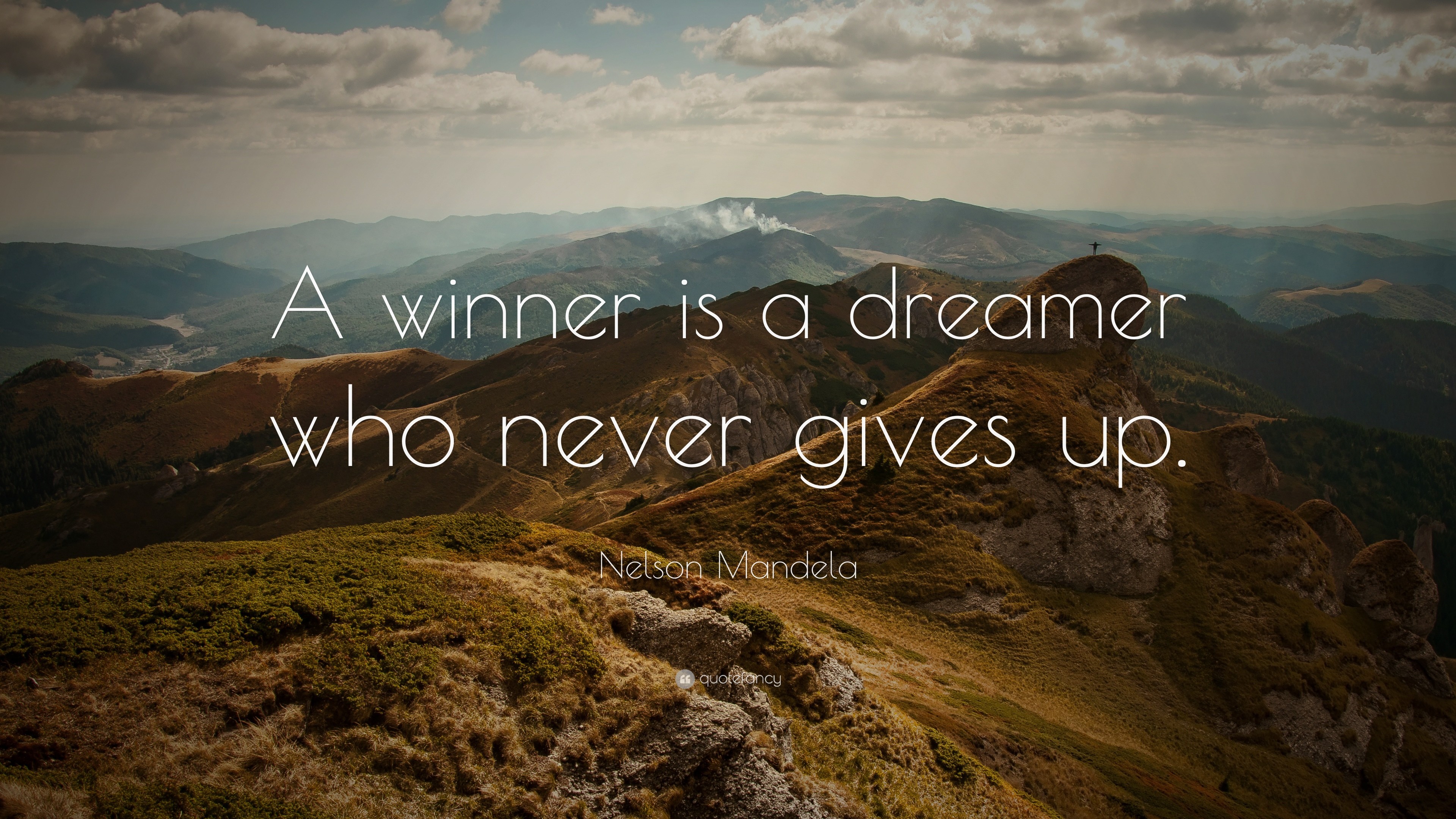 3840x2160 Nelson Mandela Quote: “A winner is a dreamer who never gives up.”