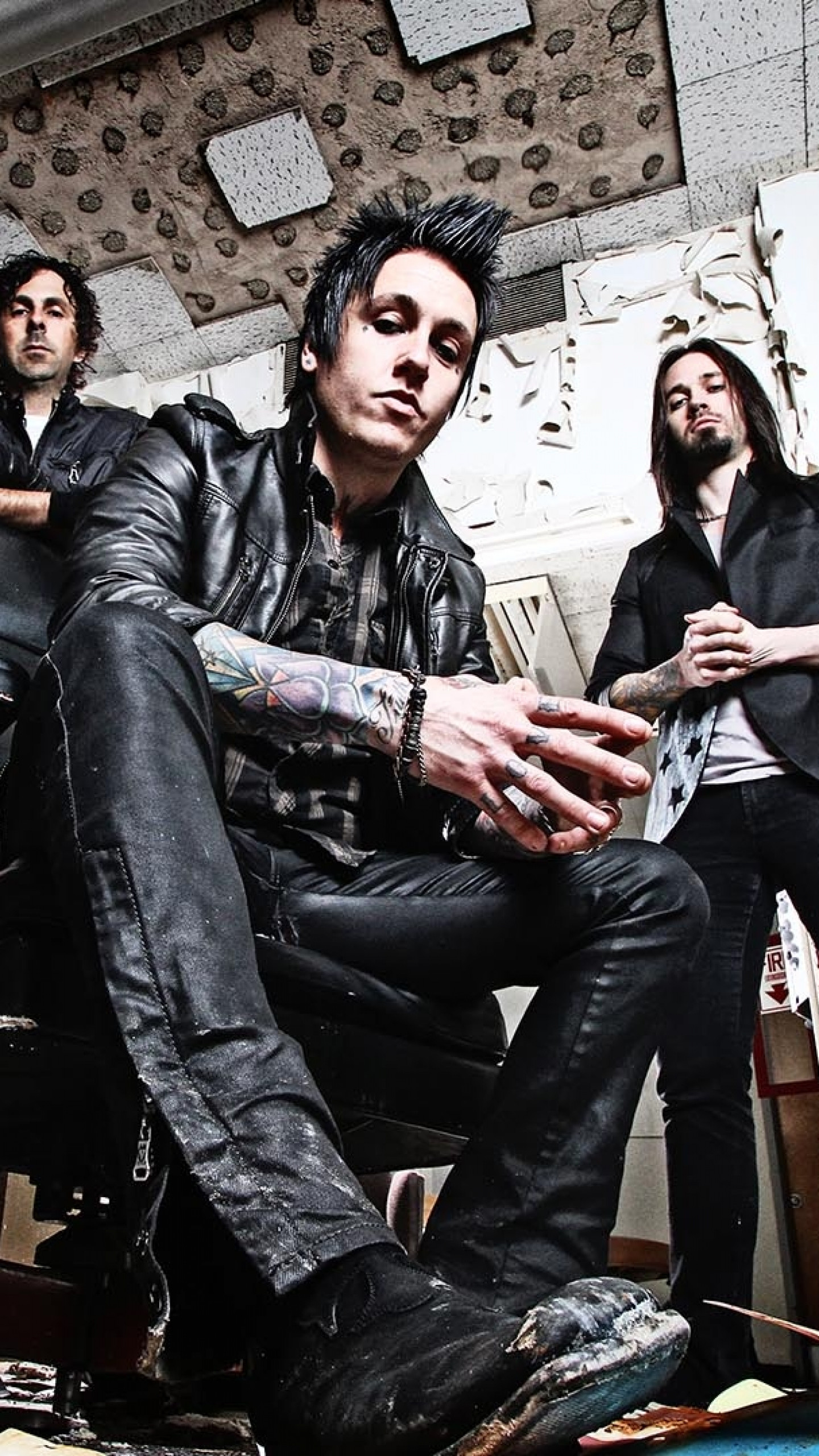 1440x2560  Wallpaper papa roach, graphics, band, armchairs, room