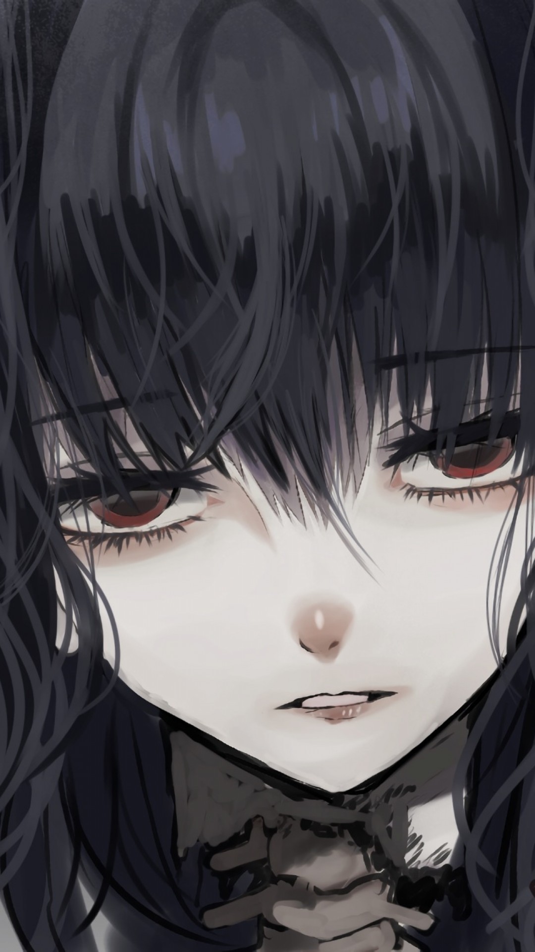 1080x1920 Anime Girl, Gothic, Close-up, Depressed, Black Hair
