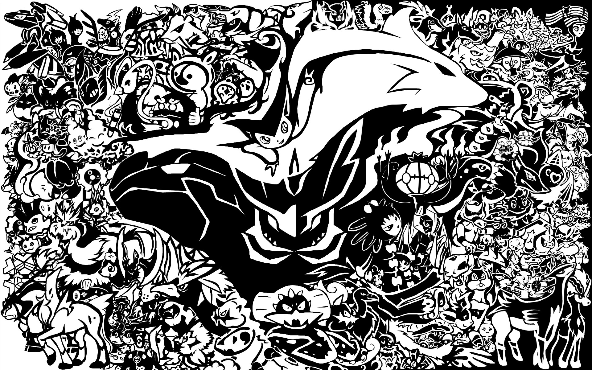 1920x1200 Pokemon-Black-And-White-Background