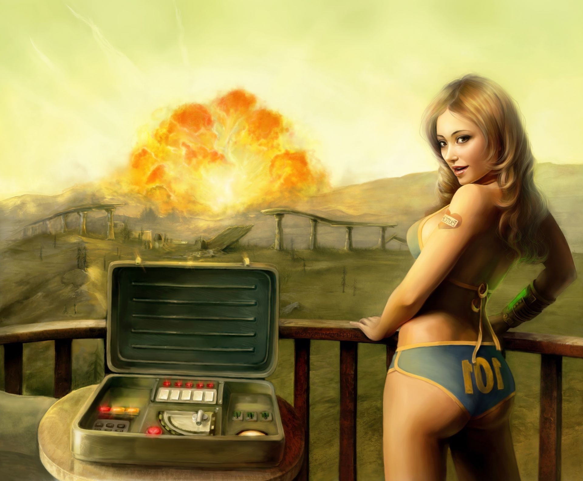 1920x1584 tenpenny babe Fallout 3 girl explosion