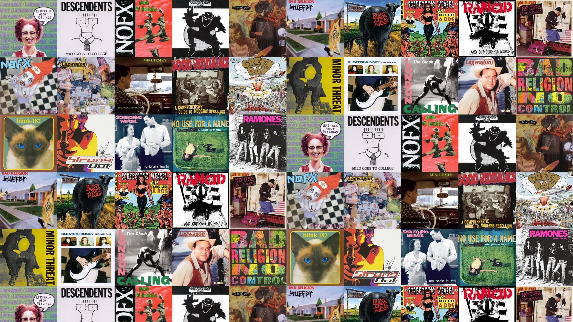 1920x1080 Download this free wallpaper with images of Lagwagon – Lets Talk About  Feelings, Descendents – Milo Goes To College, Nofx – Punk In Drublic,  Operation Ivy ...
