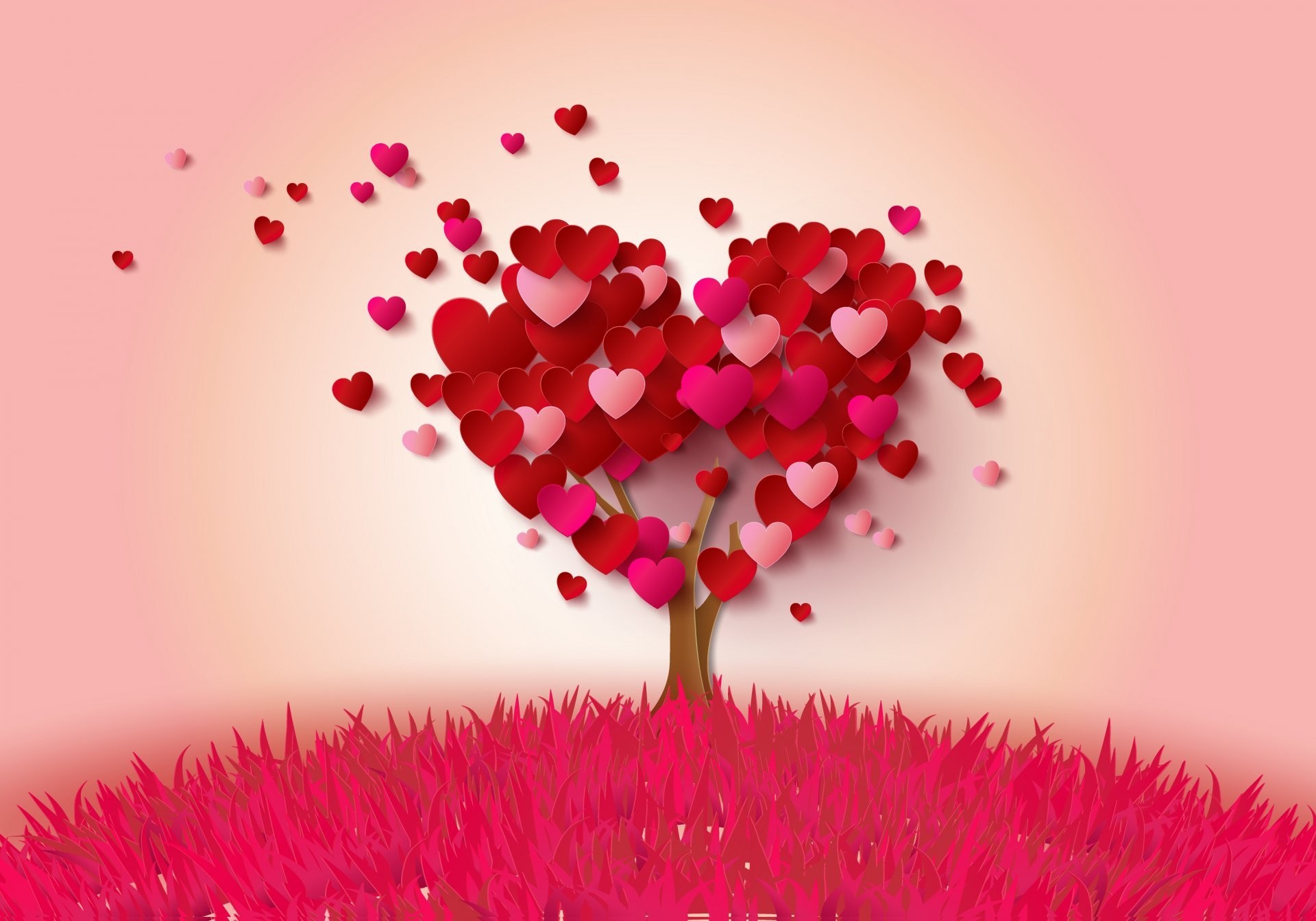 1920x1344 love heart romantic pink heart tree heart