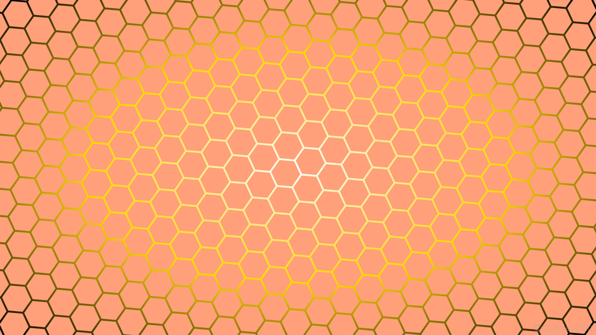 1920x1080 wallpaper hexagon glow white red gradient black yellow light salmon gold  #ffa07a #ffffff #