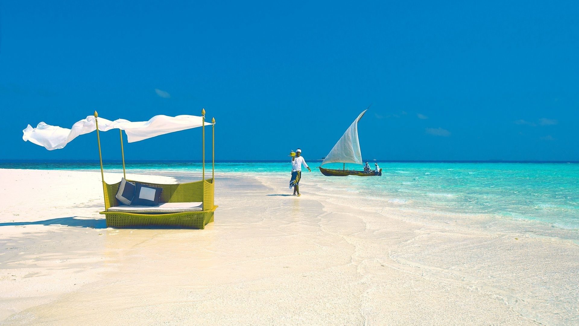 1920x1080 Beaches - Nature Sky Maldives Beach Ocean Blue HD Picture for HD 16:9 High