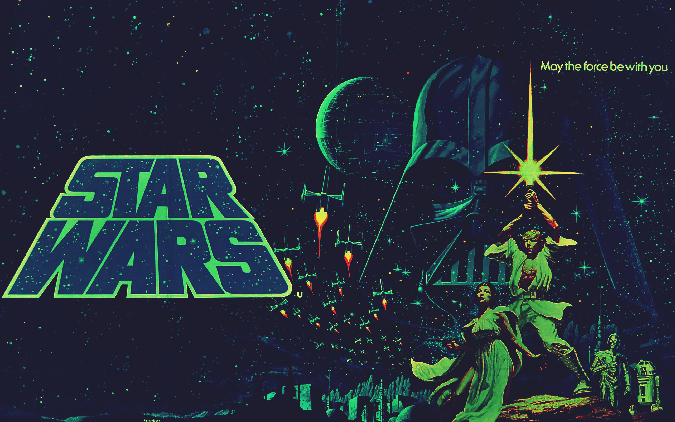 2560x1600 Artwork C3PO Darth Vader Leia Organa Luke Skywalker R2D2 Star Wars ...