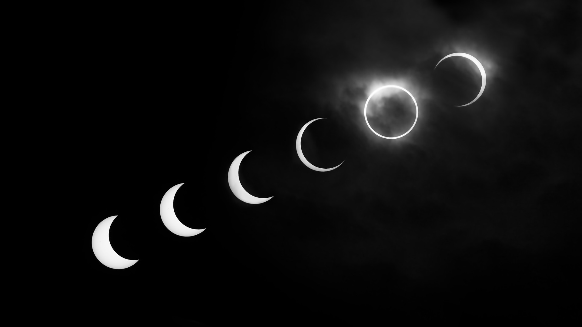 1920x1080 Solar eclipse black and white desktop wallpaper