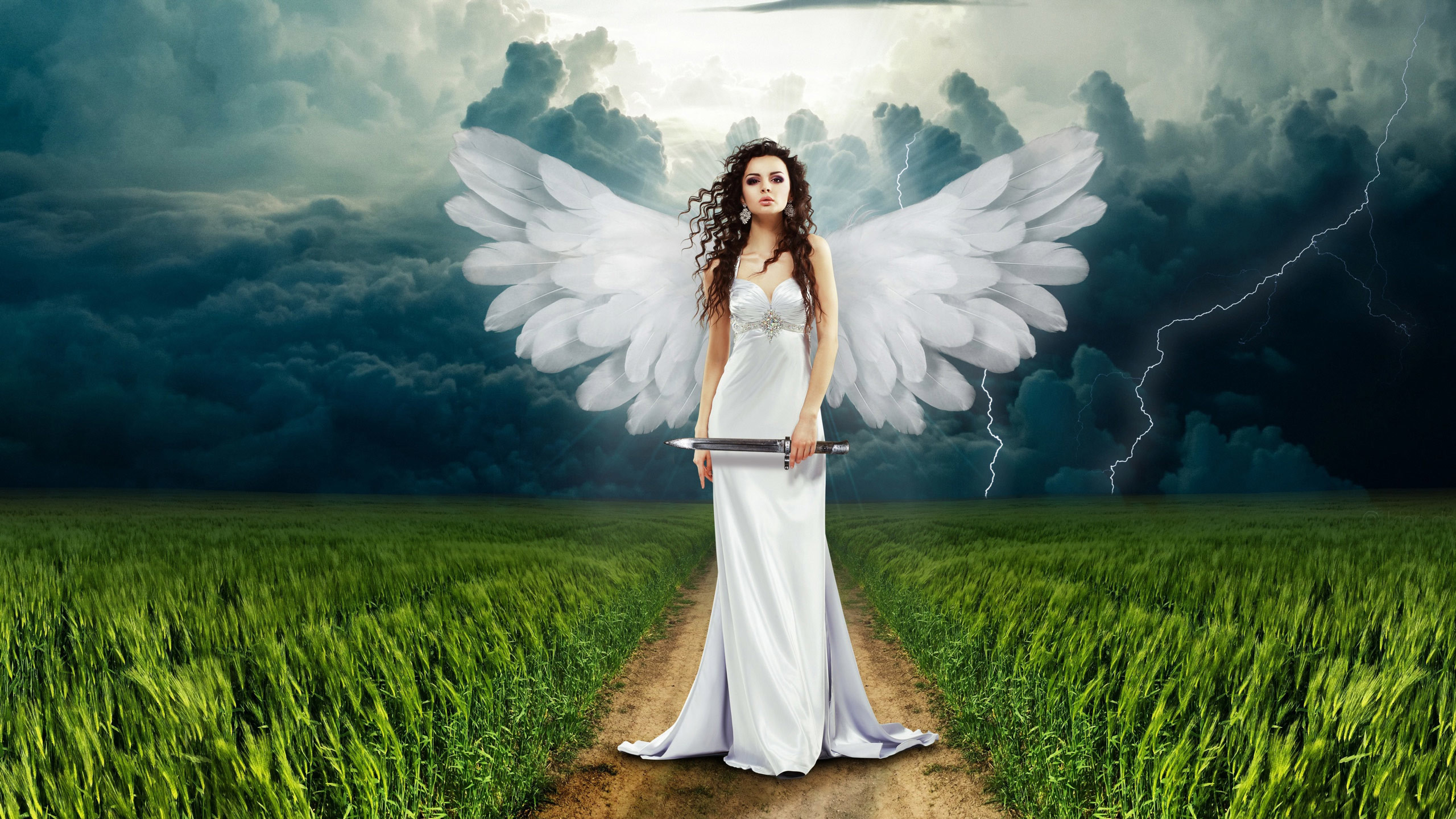 2560x1440 Free Beautiful Female Angel on Earth, Angel computer desktop hd widescreen  wallpapers, heaven pictures