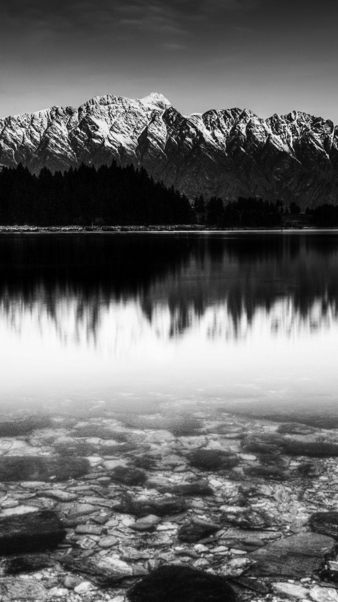 1080x1920 Black And White Snow Mountain Lake Android Wallpaper ...
