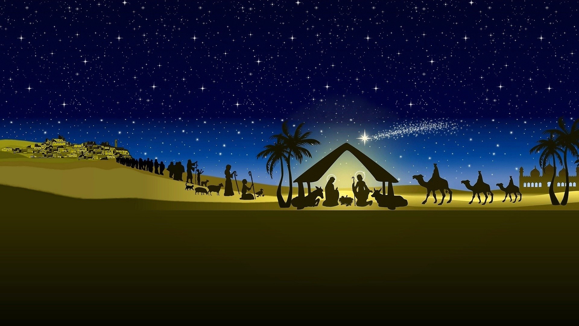 1920x1080 Religion, Christian, Christmas, Bethlehem Night, The Birth Of Jesus