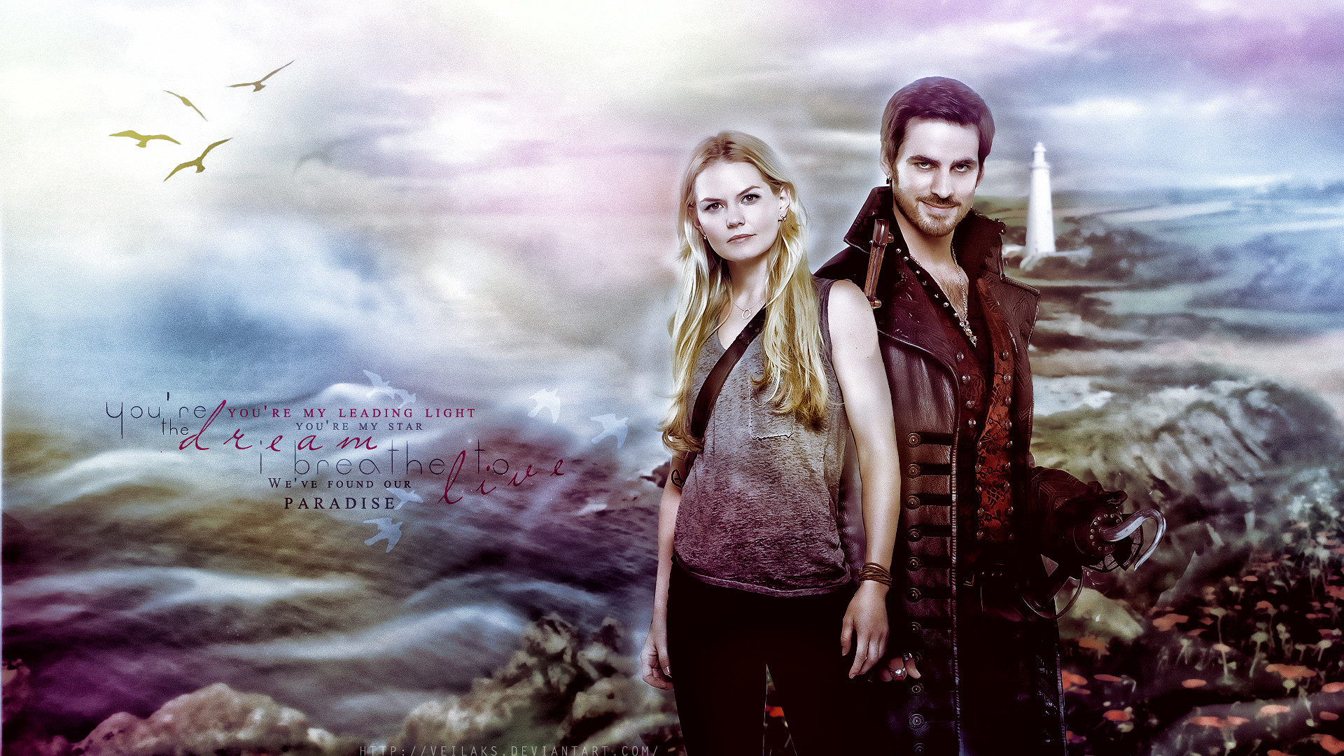 1920x1080 Hook And Emma Once Upon a Time Wallpaper Once Upon a Time Captain Hook