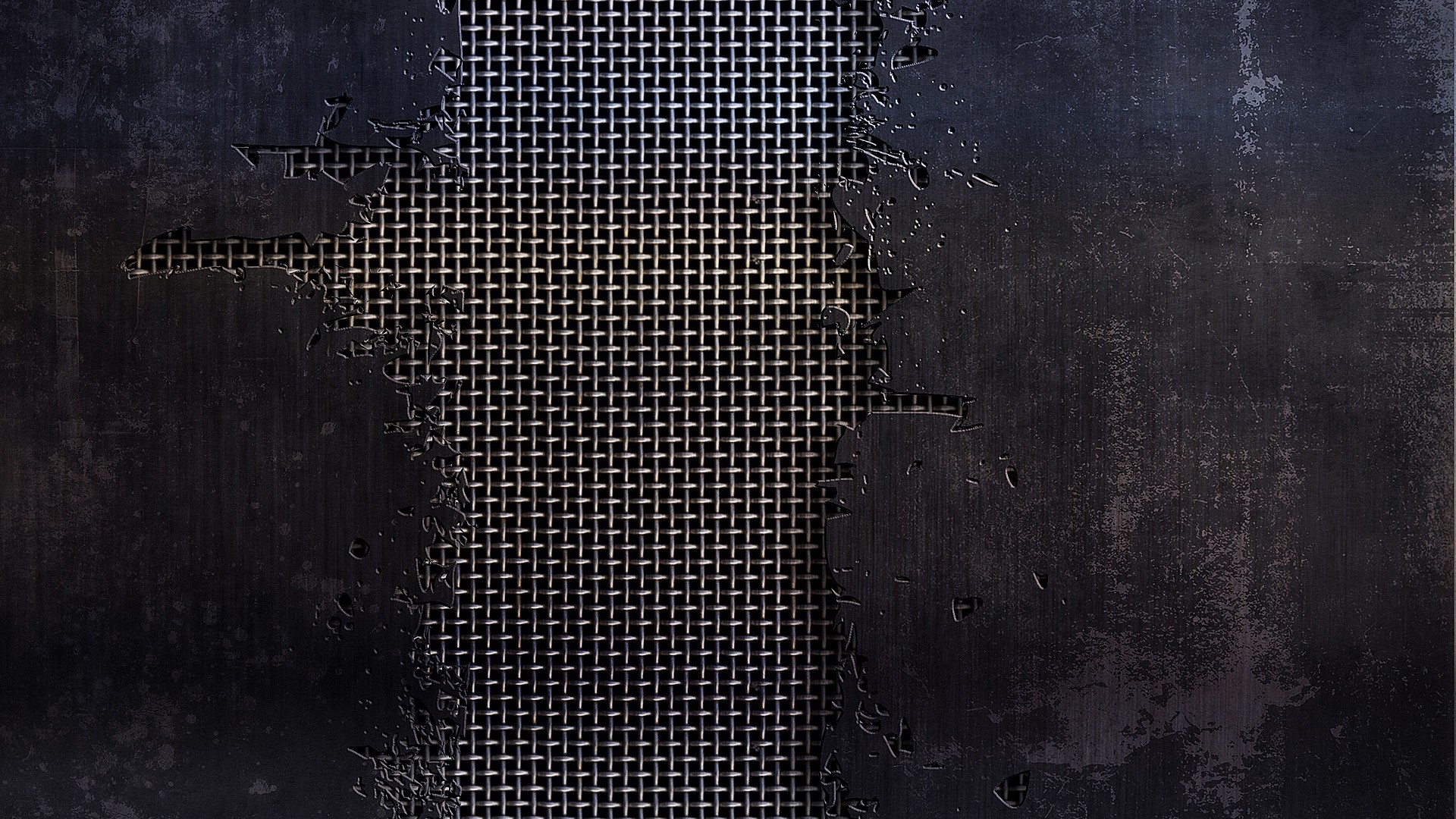 1920x1080 Preview wallpaper metal, mesh, cracks, scratches, black and white, texture  
