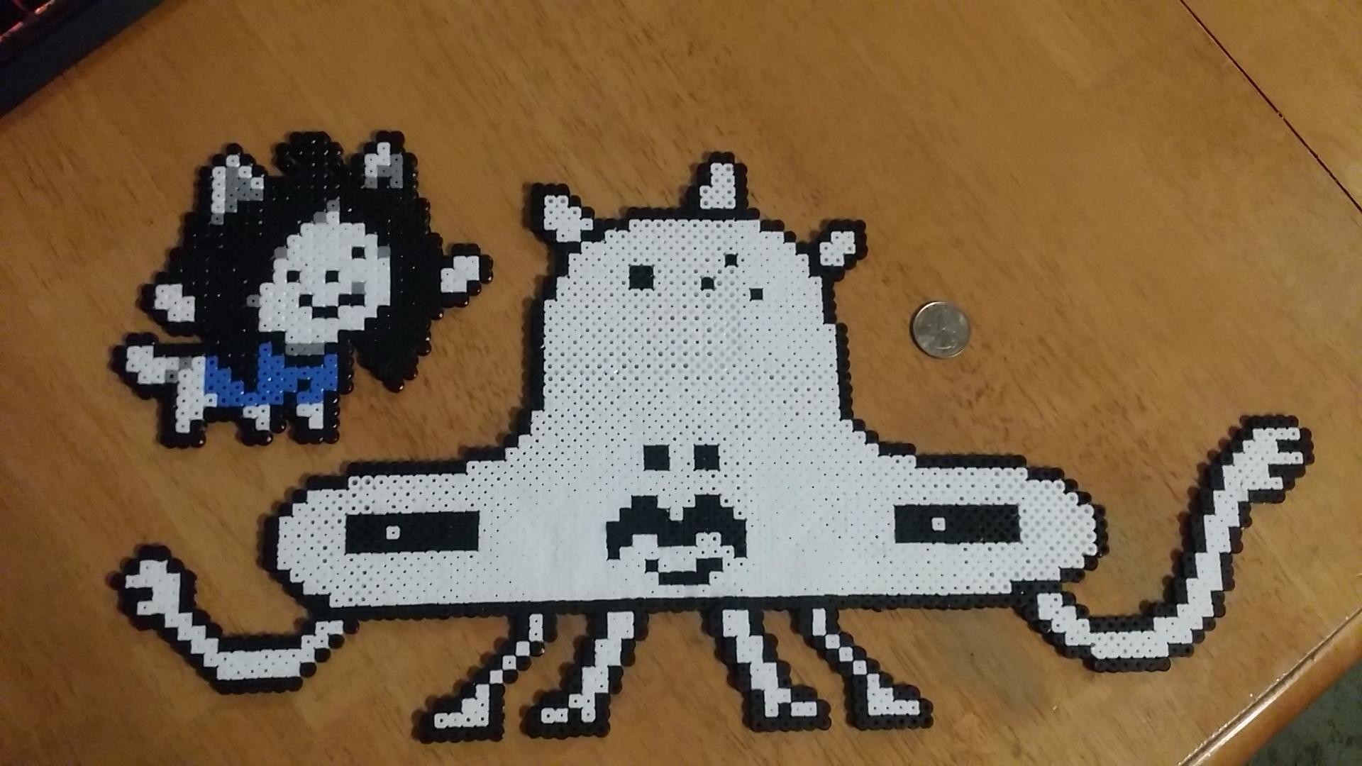 1920x1080 Jerry and tem from Undertale, made with Perler Beads!