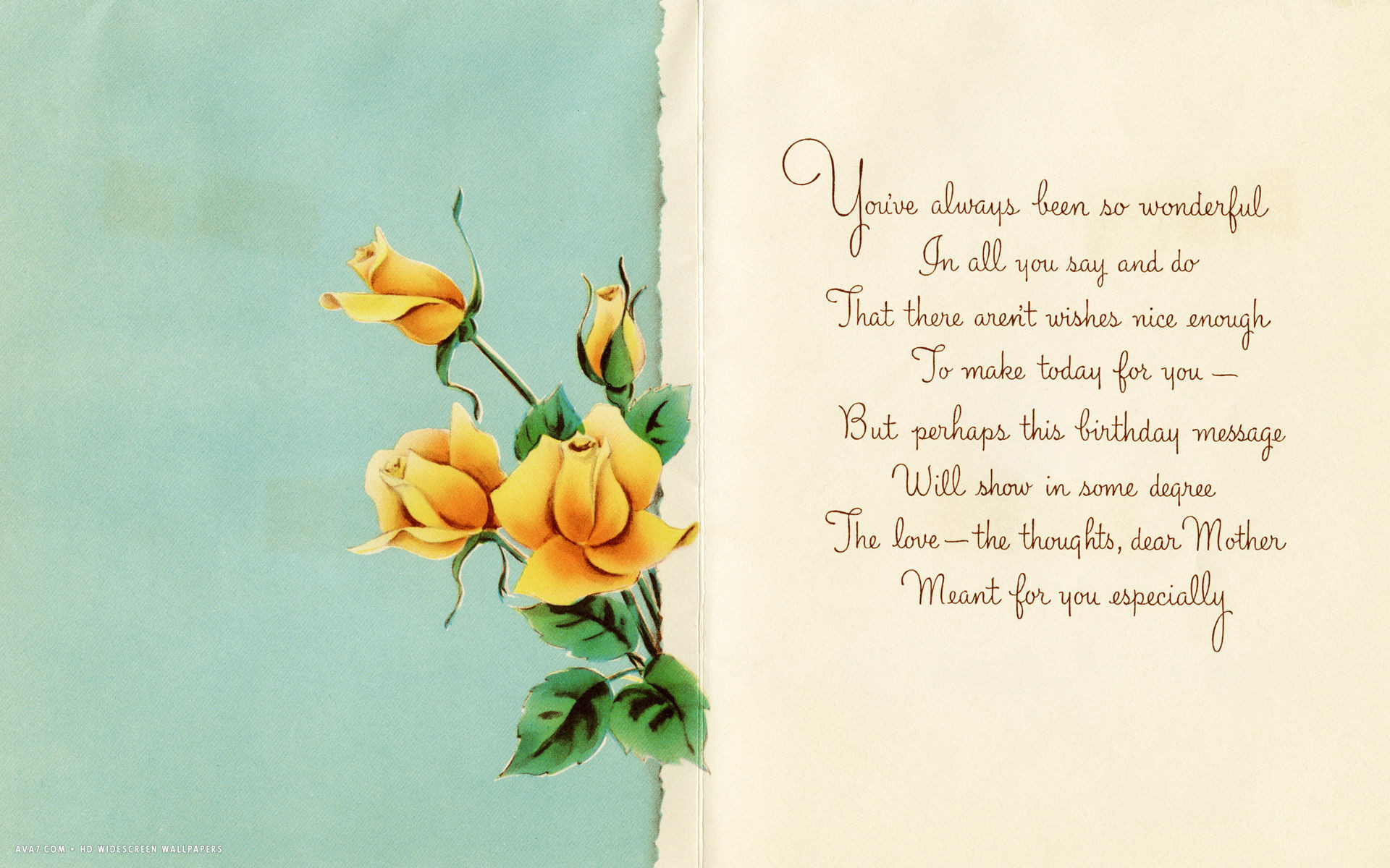 1920x1200 happy birthday dear mother message card yellow roses love hd widescreen  wallpaper
