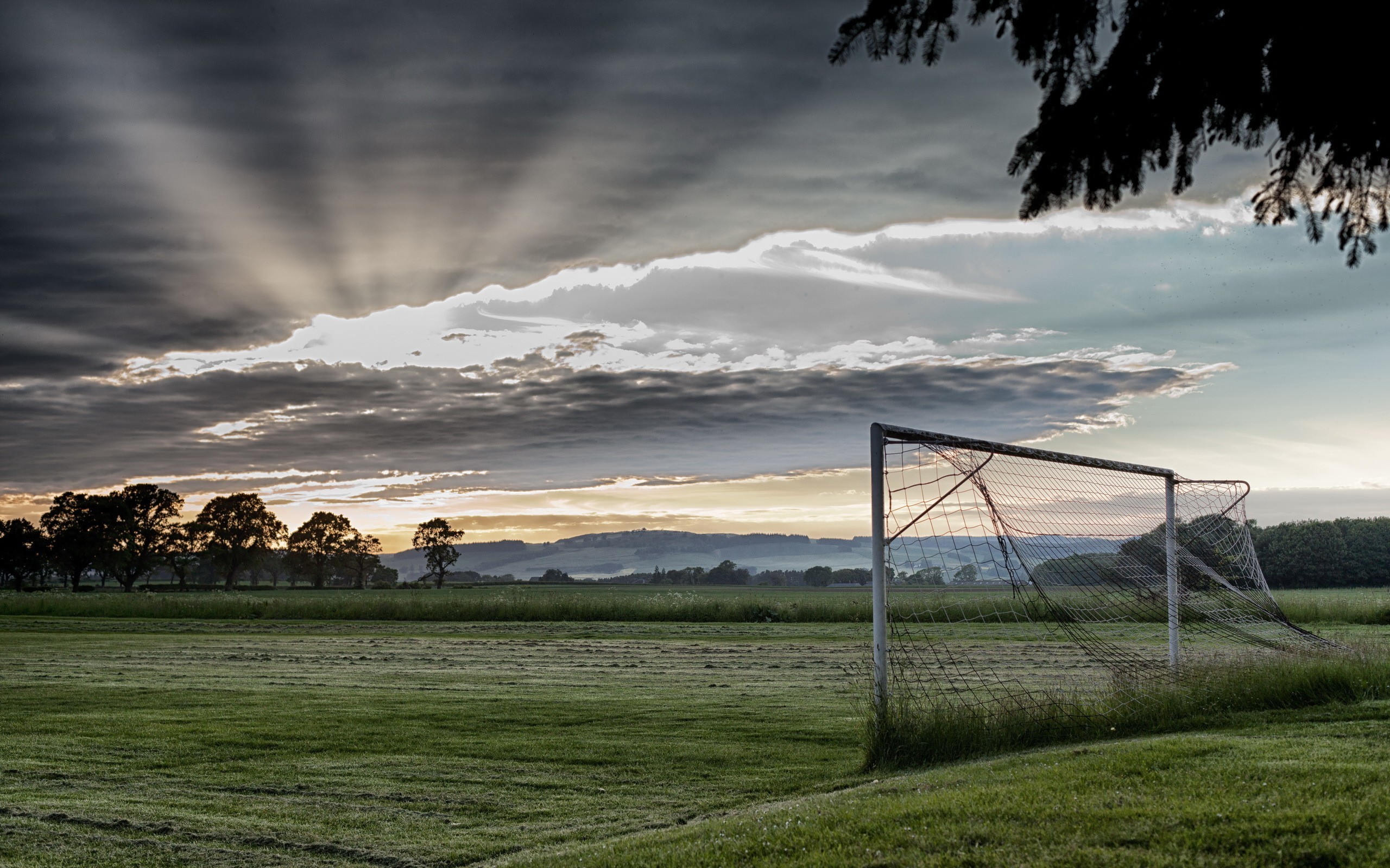 2560x1600 sunrise, Goal, Clouds, Soccer Pitches Wallpapers HD / Desktop and Mobile  Backgrounds