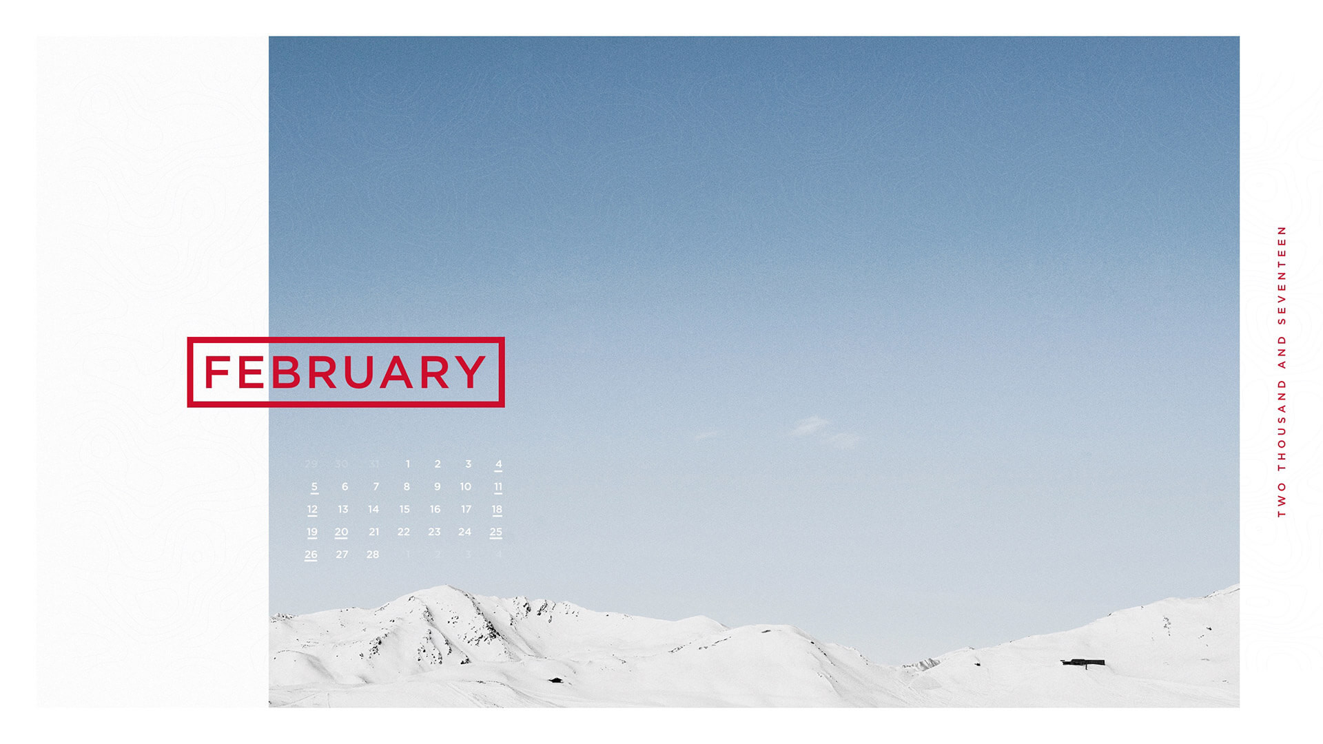 1920x1080 February 2017 Desktop Calendar Wallpaper