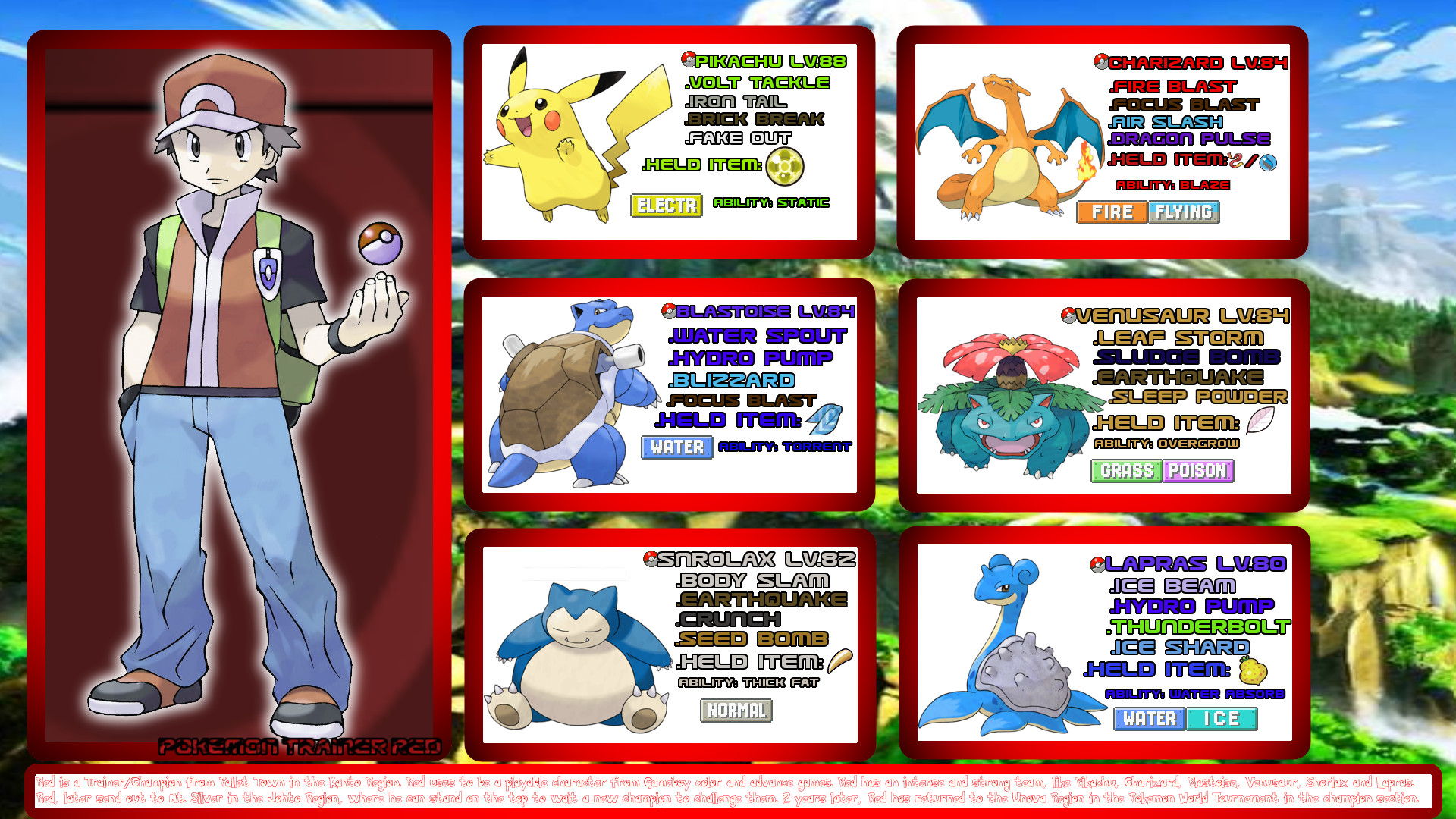 1920x1080 ... PKMN Trainer Red, PKMN team and character profile by MattPlaysVG