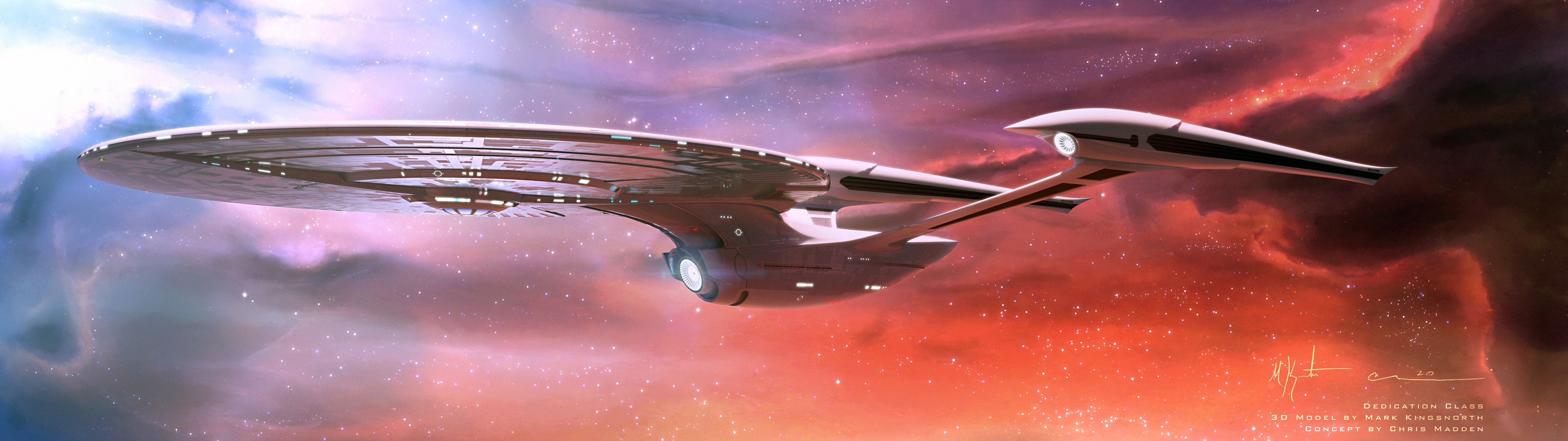 3840x1080 General  Star Trek USS Enterprise (spaceship) space nebula multiple  display dual monitors