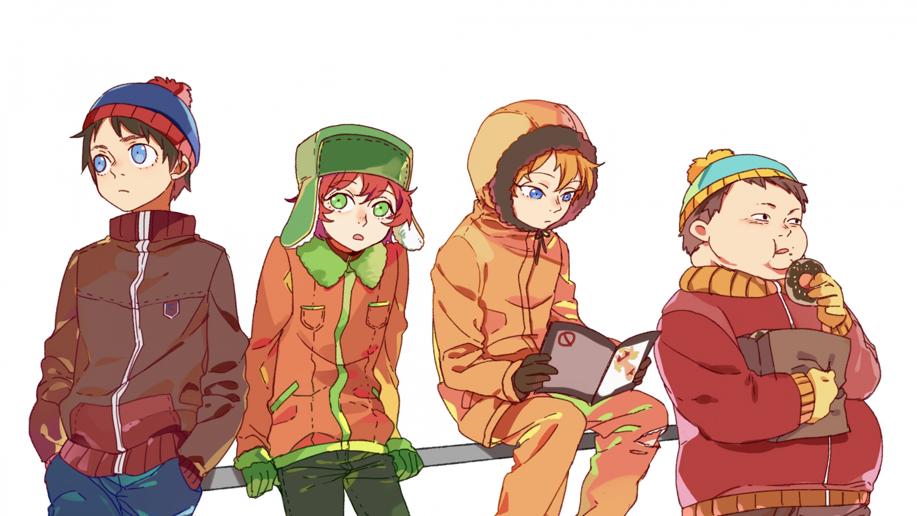 3840x2160 Preview wallpaper newrein, south park, anime, stanley randall marsh, eric  theodore cartman