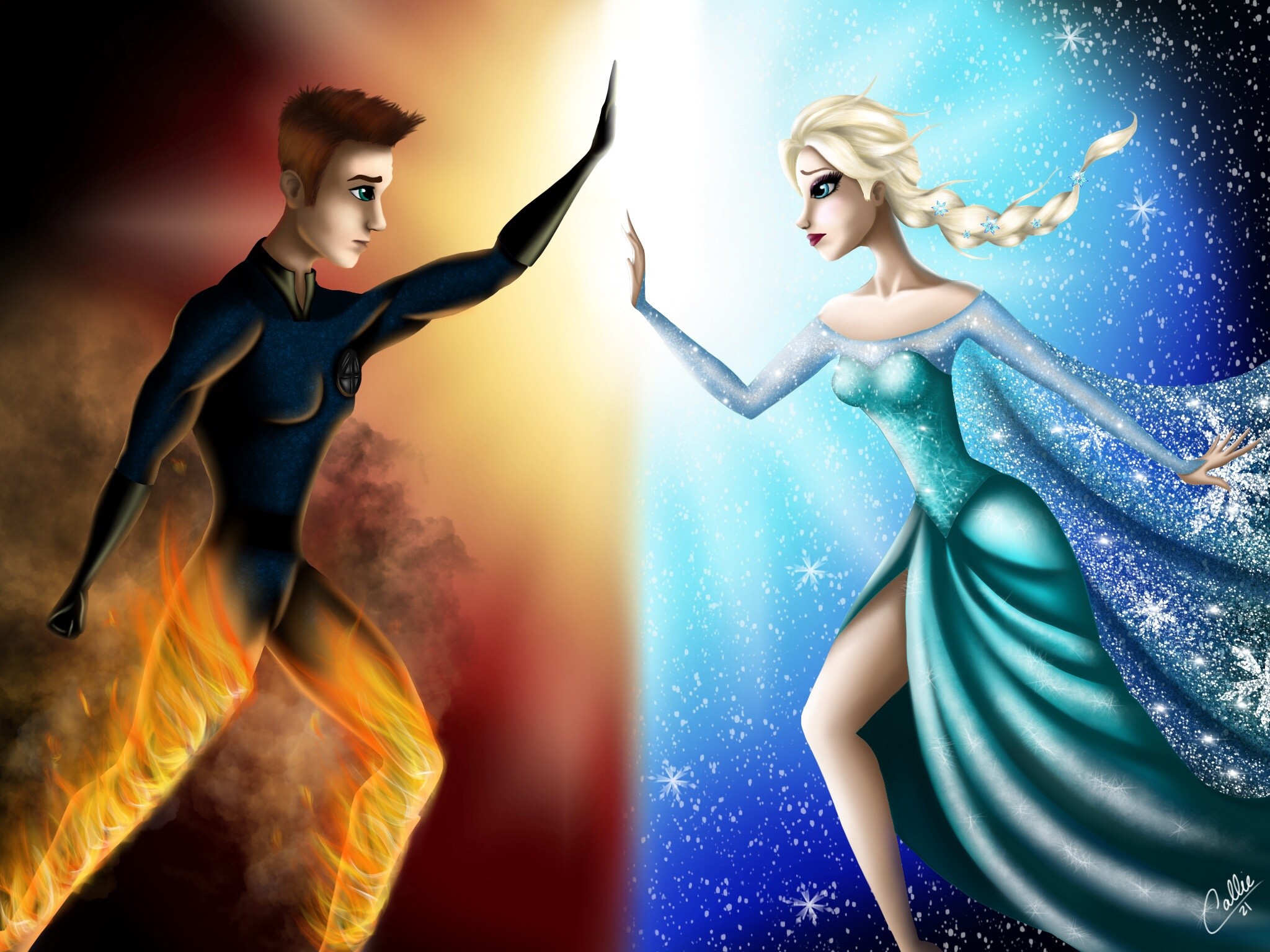 2048x1536 ... Elsa and the Human Torch by CallieClara