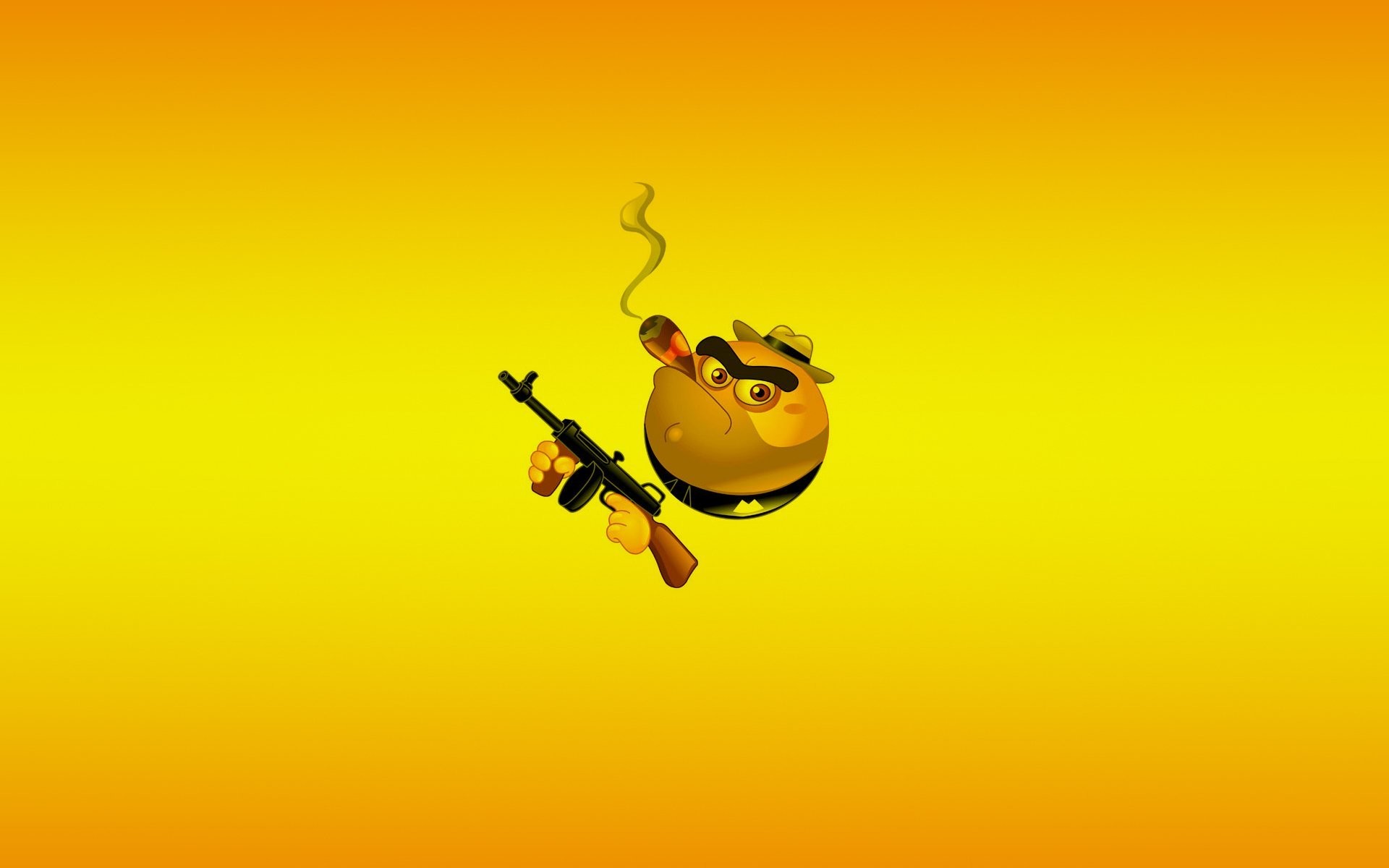 1920x1200 smile smile weapon yellow machine a gangster cigar minimalism