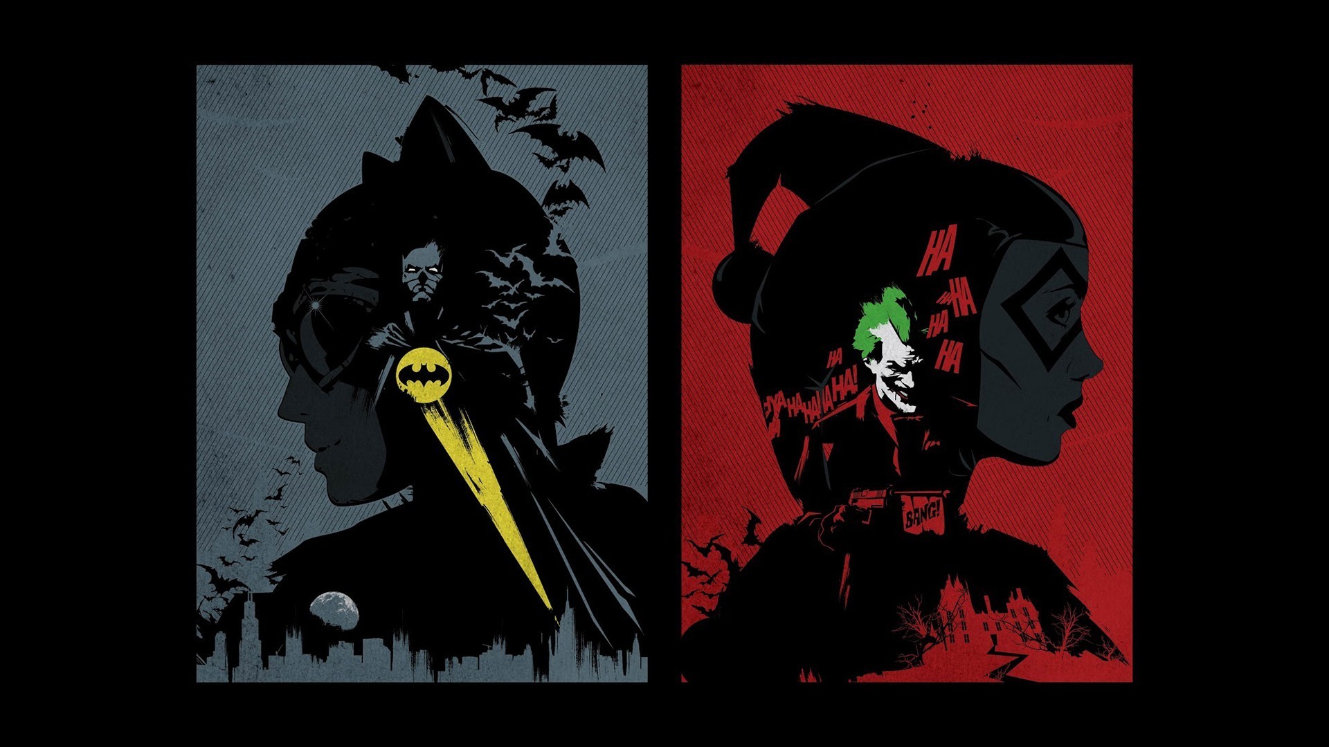 1920x1080  Batman DC Comics comics The Joker Harley Quinn Catwoman fan art  wallpaper