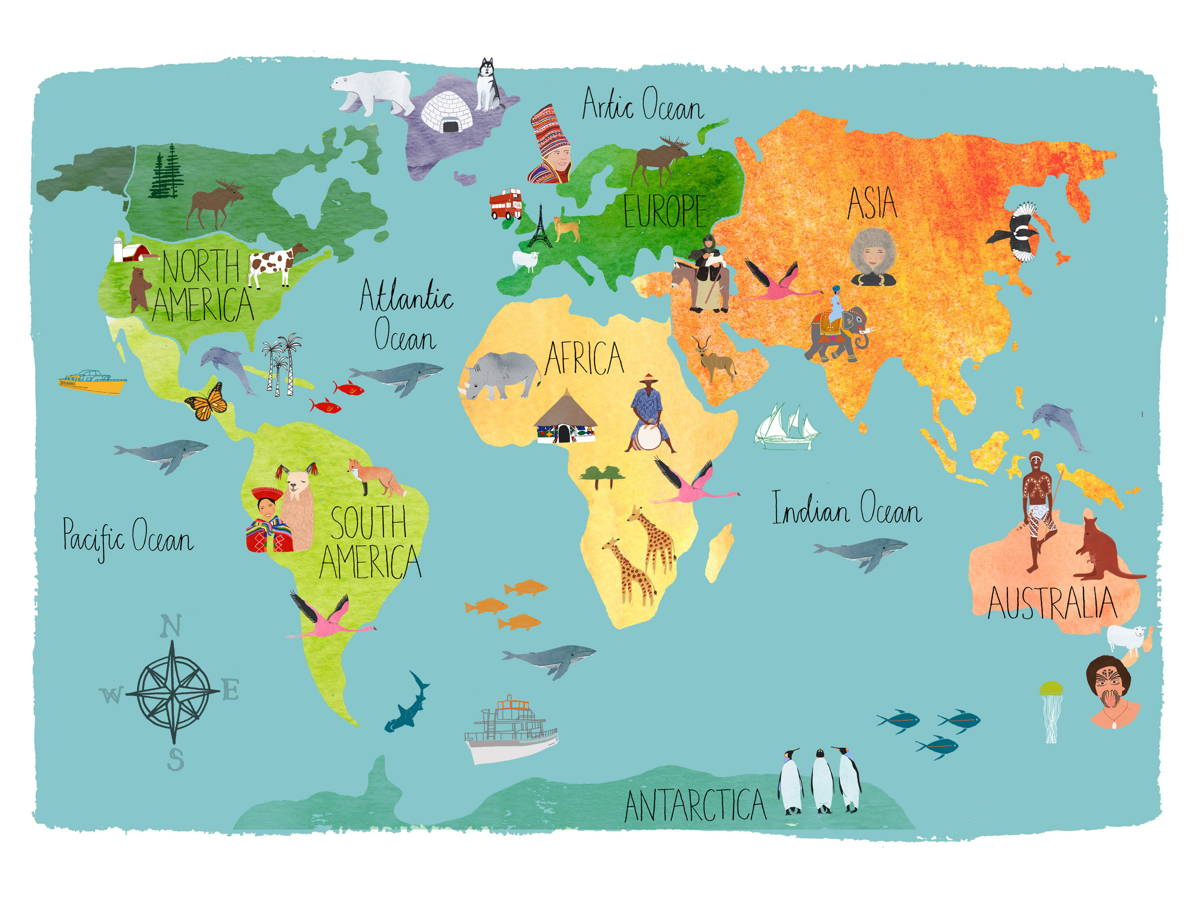 2400x1800 World Map for Kids