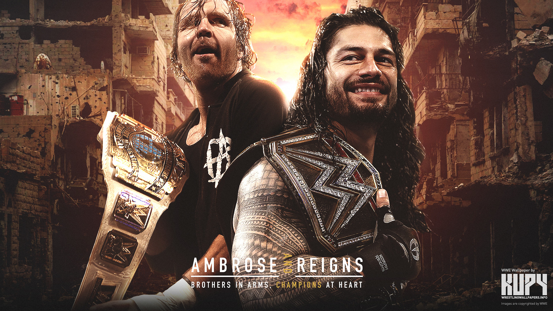 1920x1080 NEW Dean Ambrose & Roman Reigns Champions wallpaper!
