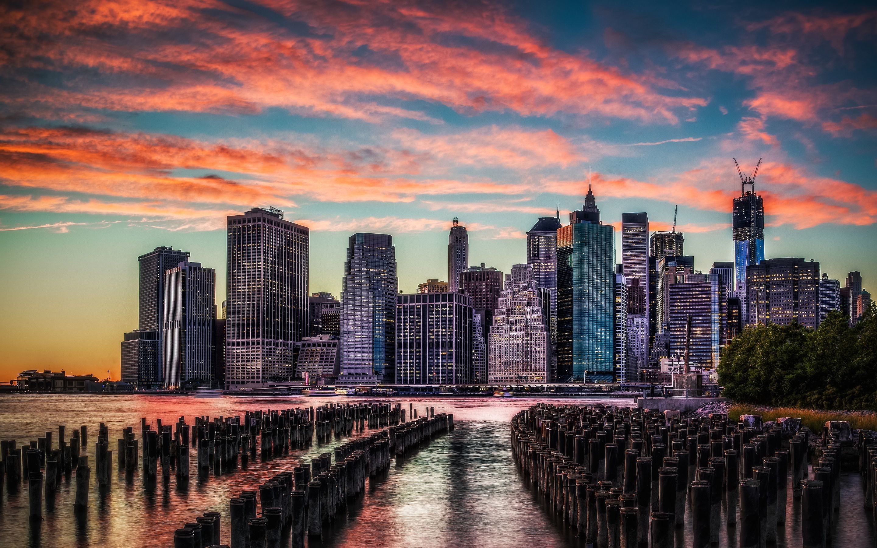 2880x1800 New York Skyline Sunset - wallpaper.