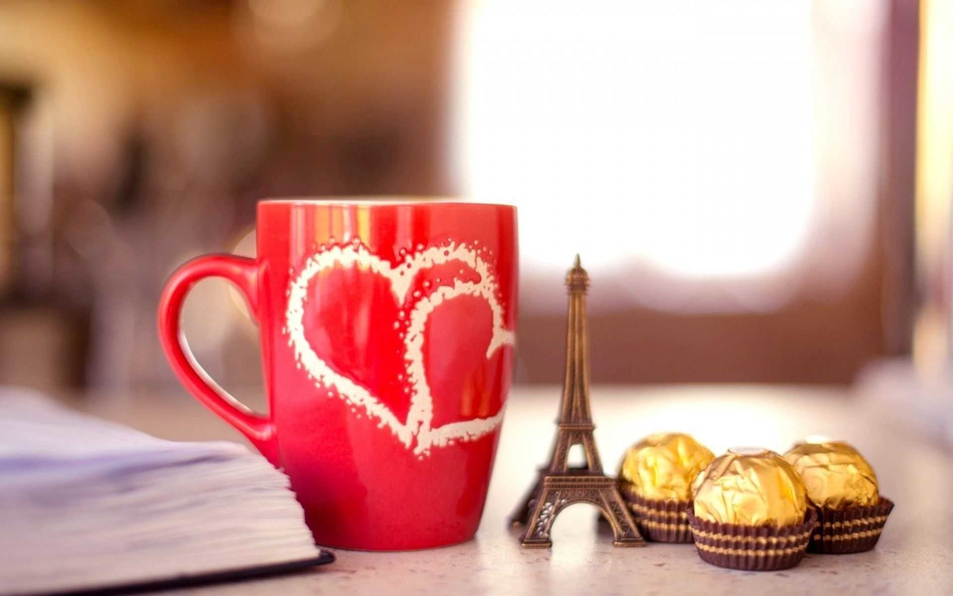 1920x1200 Cute Love Coffee Cup Paris Chocolate Wallpaper HD