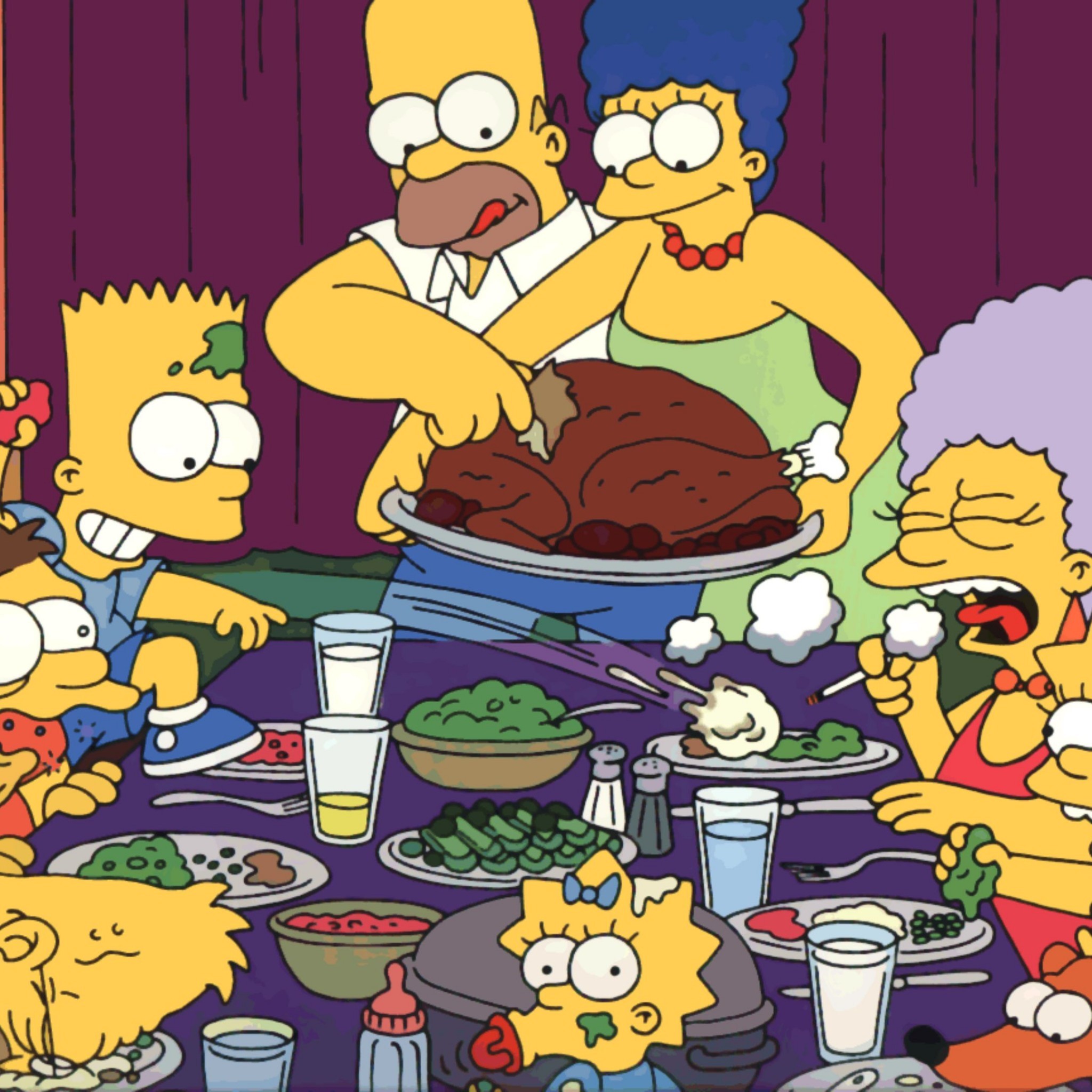 2048x2048 Related to Simpsons Happy Thanksgiving 4K Wallpaper