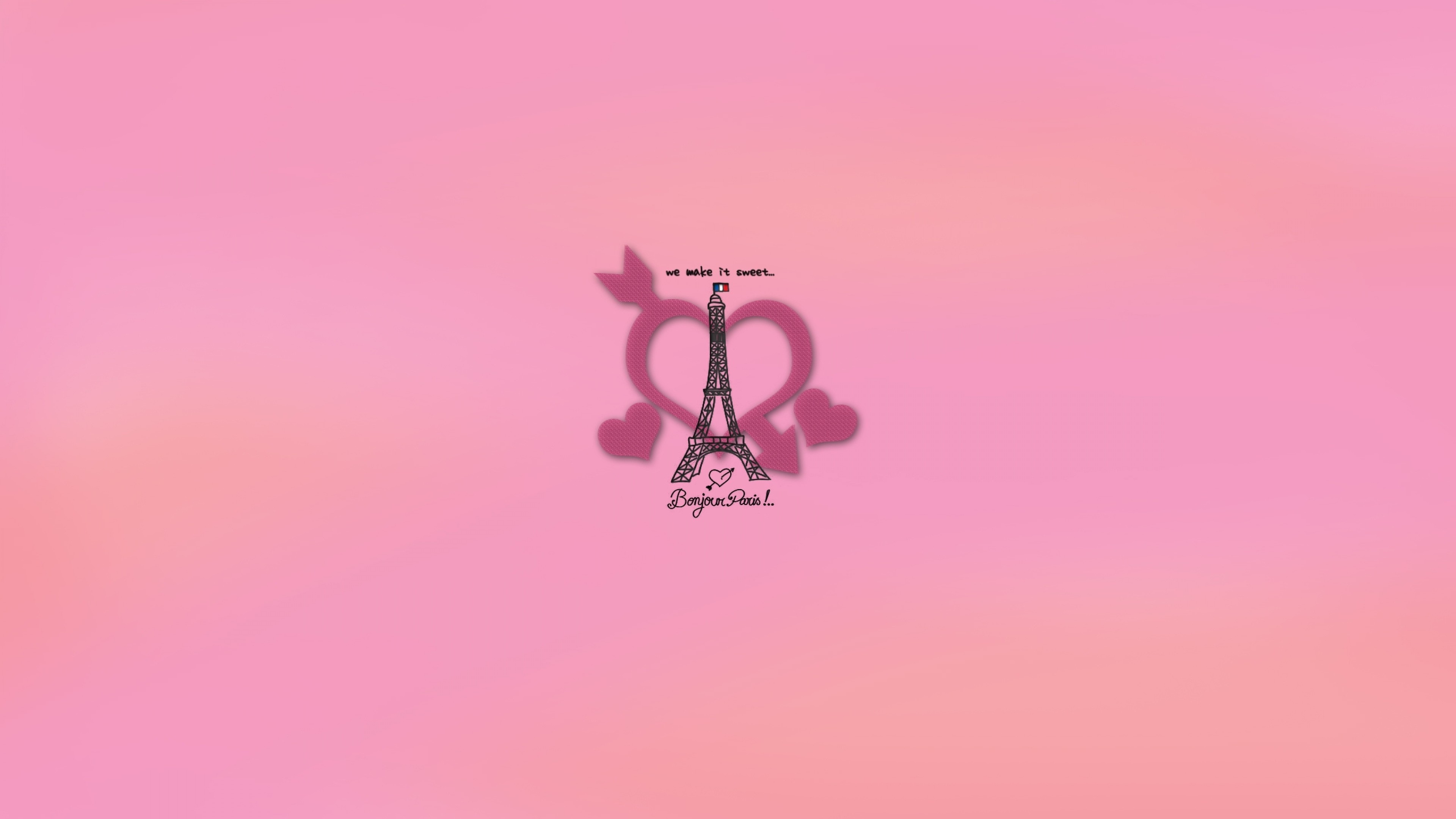 3840x2160  Wallpaper france, pink, heart, eiffel tower, paris