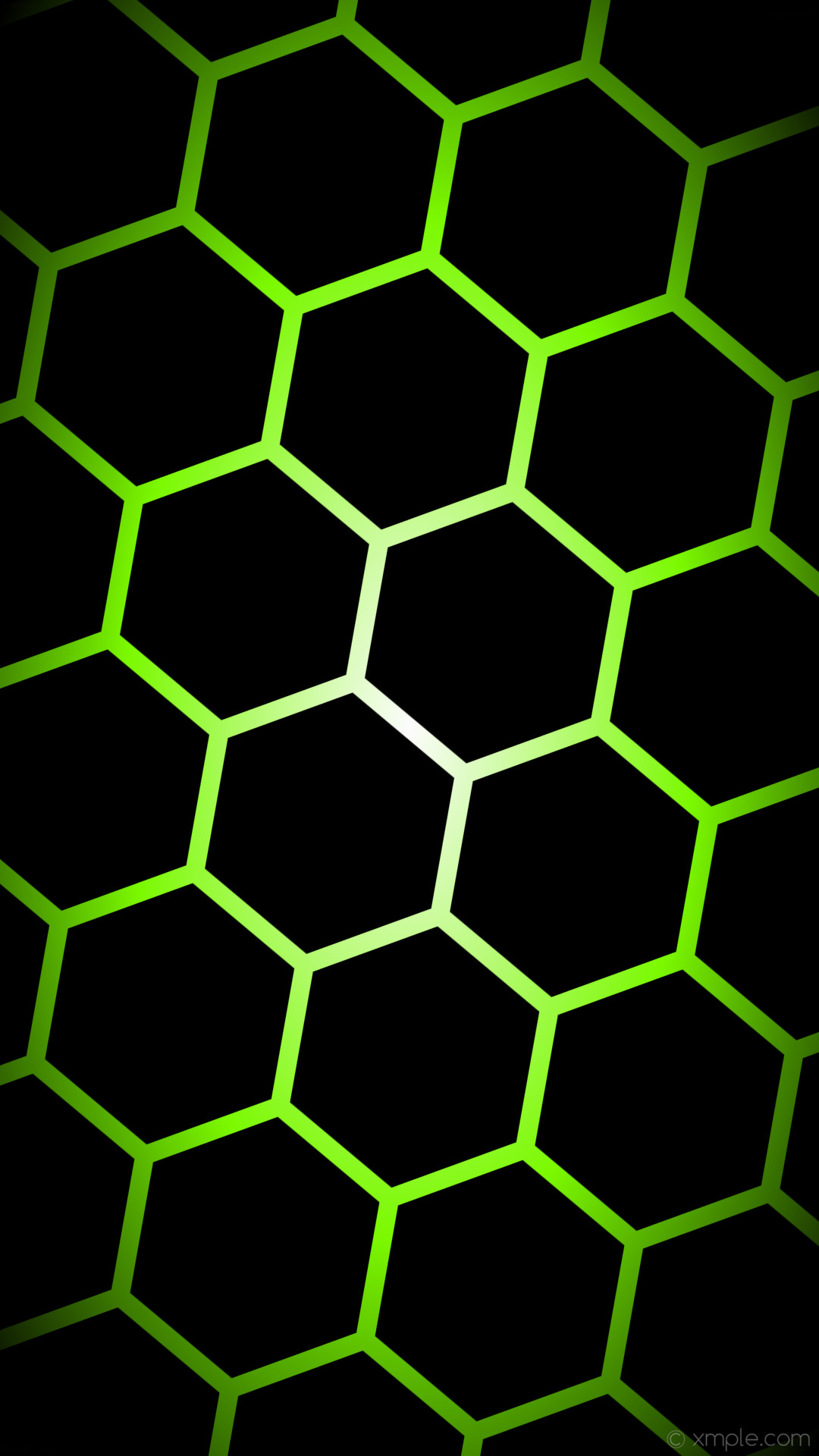 1080x1920 wallpaper glow hexagon black white green gradient lawn green #000000  #ffffff #7cfc00 diagonal
