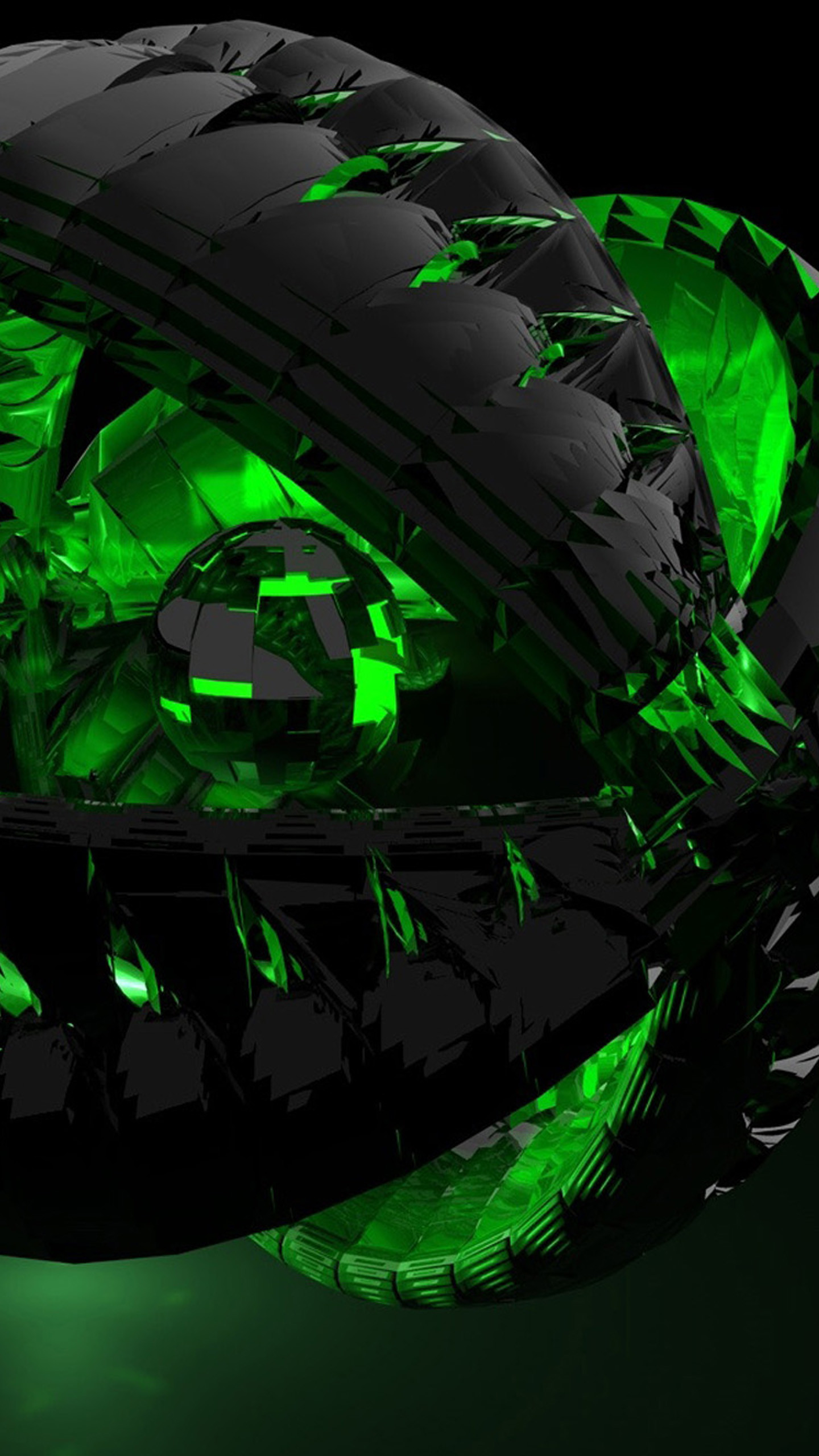 1440x2560 3D black and green Galaxy S6 Wallpaper