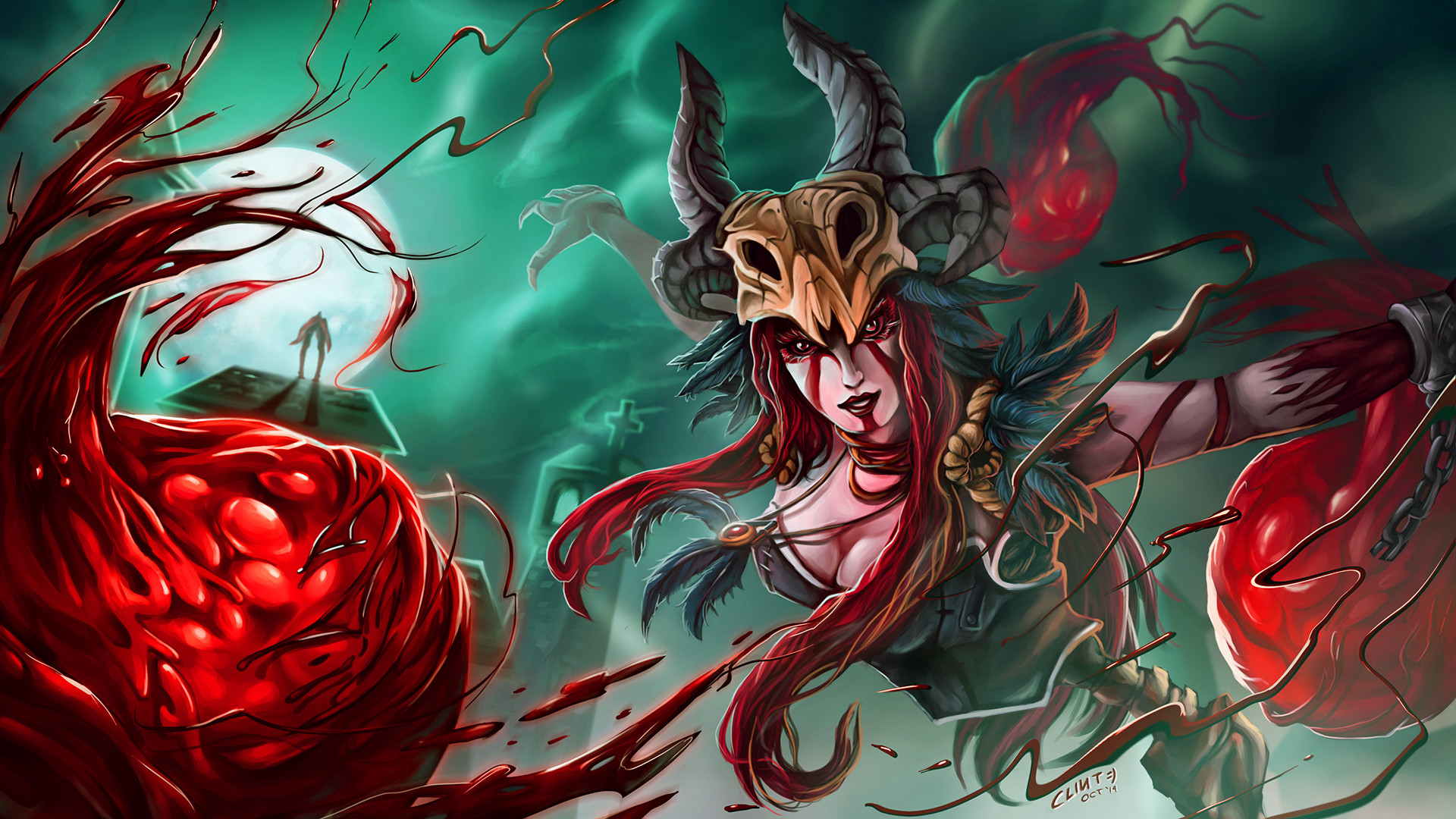 1920x1080 Video Game - League Of Legends Syndra (League Of Legends) Woman Warrior Red  Hair