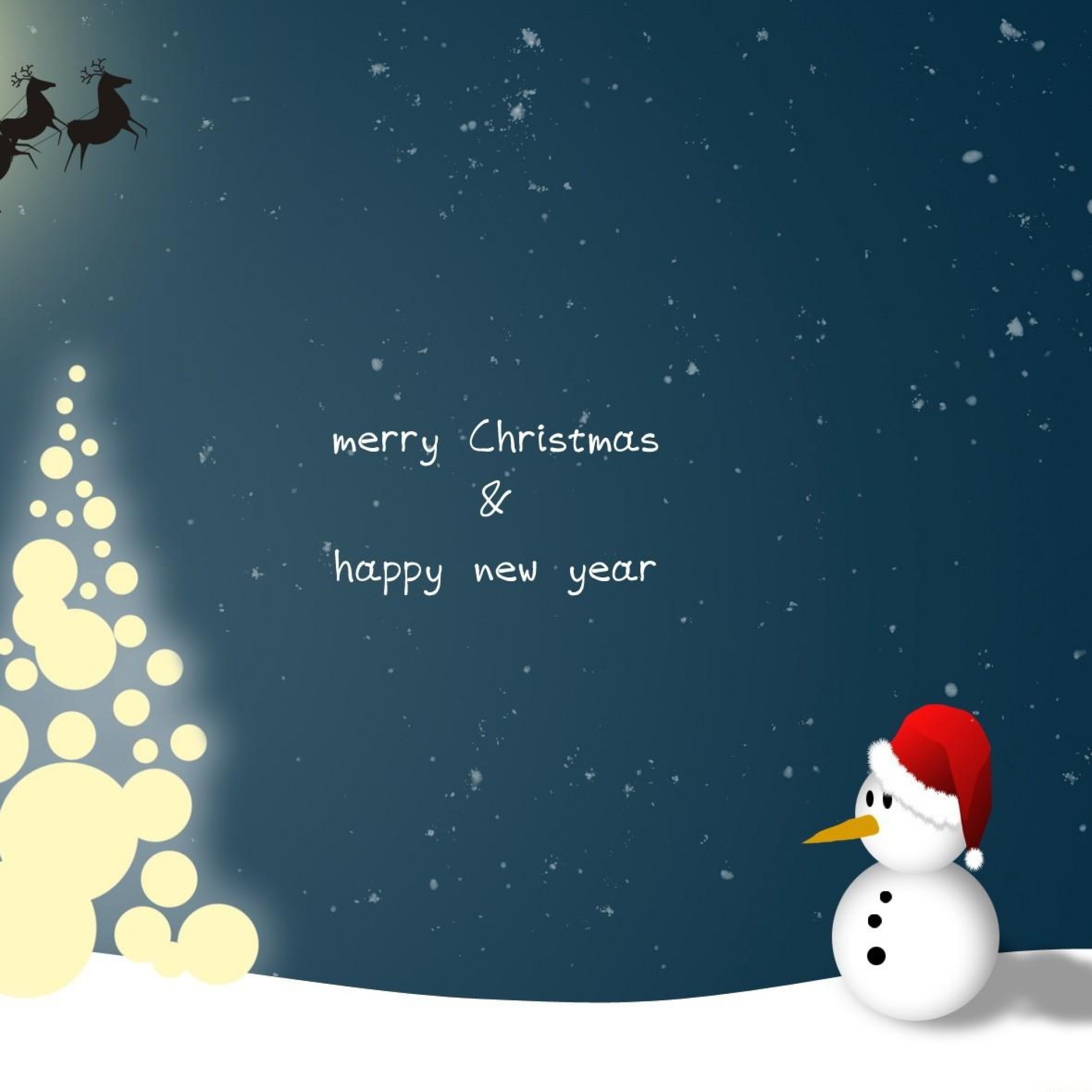 2048x2048 ... download wallpaper  snowman santa claus reindeer ...