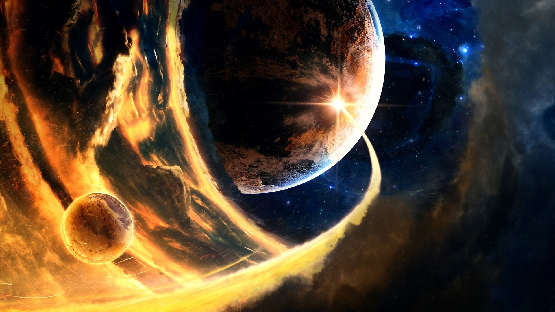 1920x1080 x Fire Planet Space Cell Phone Wallpapers HD Mobile