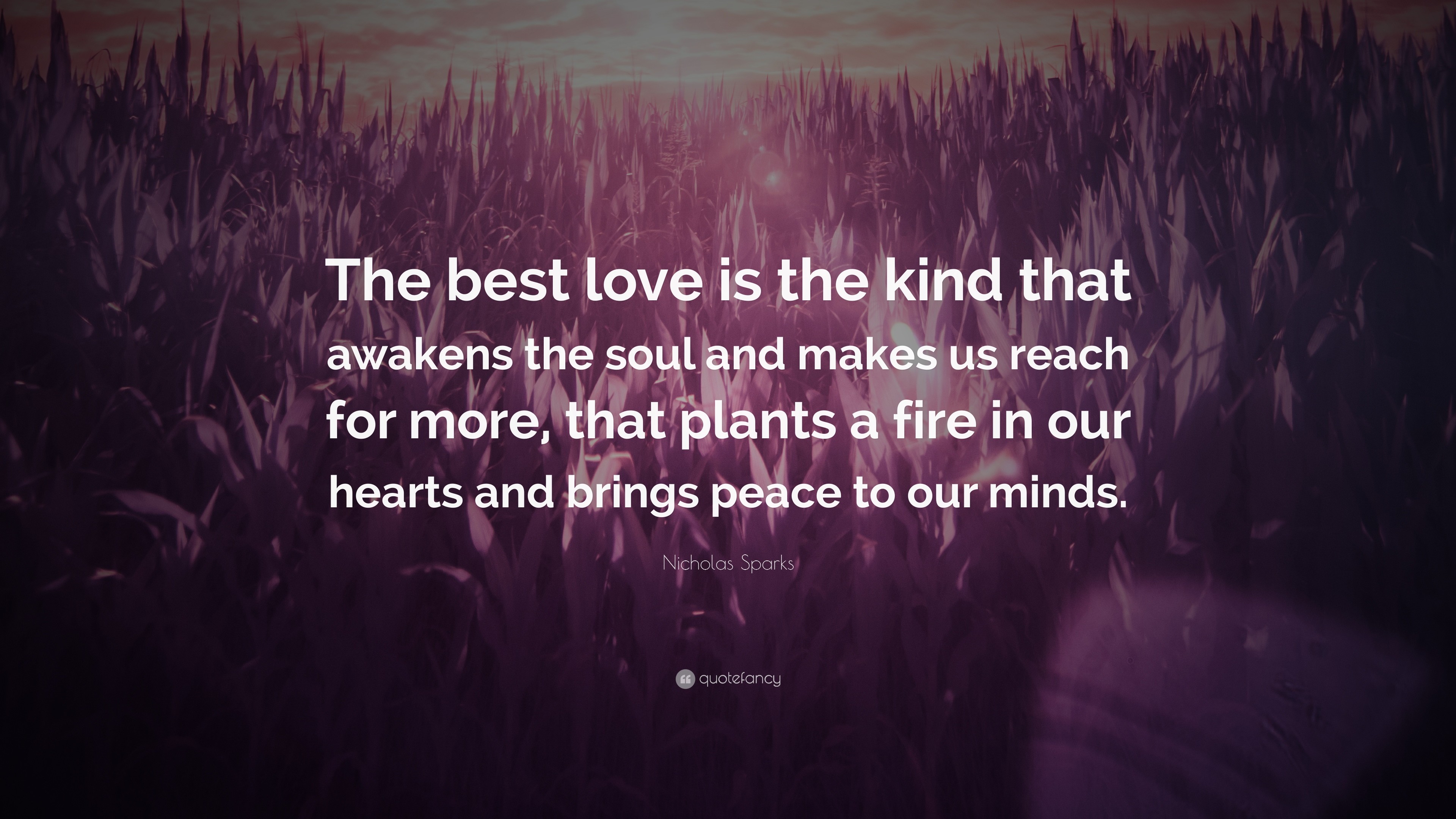 3840x2160 Nicholas Sparks Quote: “The best love is the kind that awakens the soul and