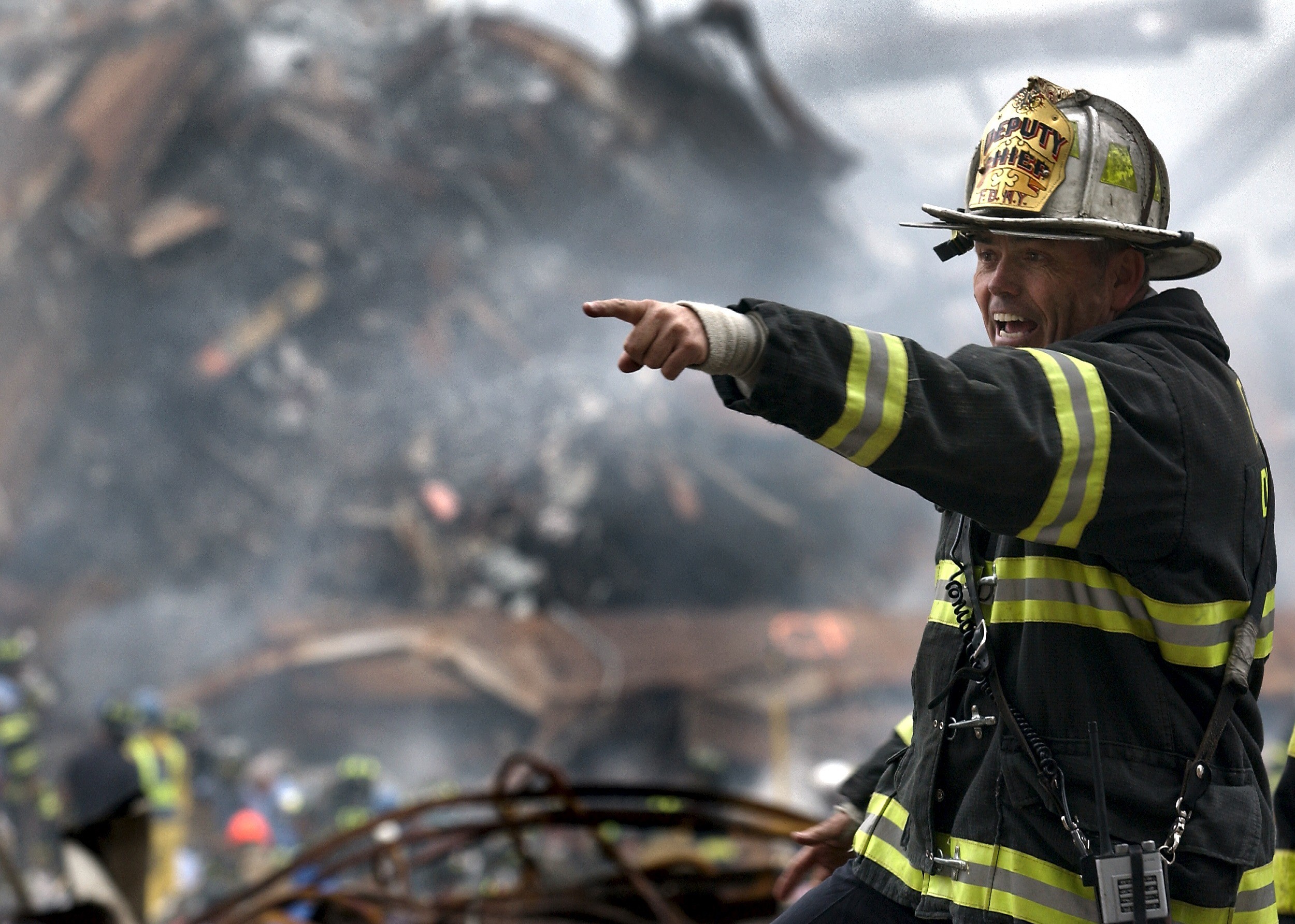 2500x1784 Deputy chief of the F.D.N.Y. among the rubble of the 9/11 disaster in New  York City september 11
