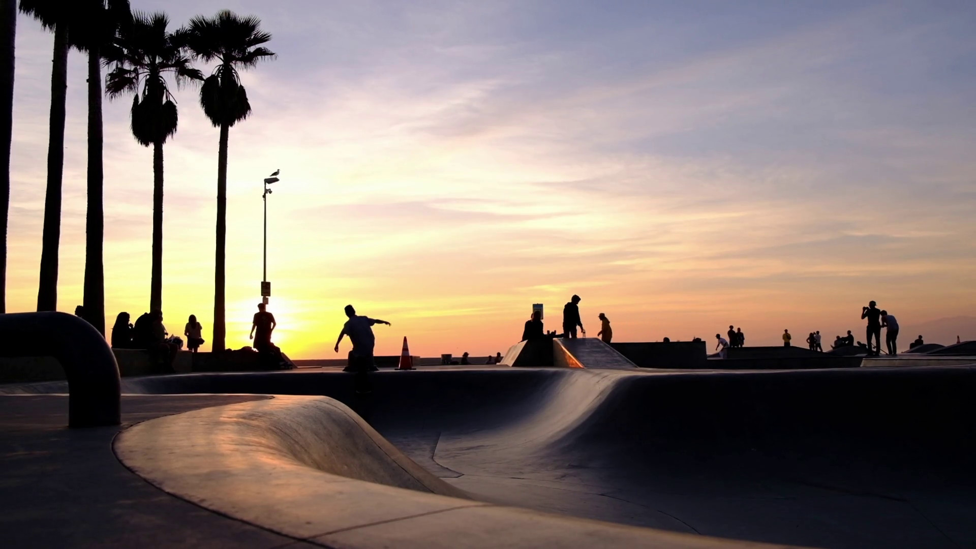 1920x1080 Skateboarding Venice Beach at Sunset, Southern California. Stock Video  Footage - Storyblocks Video