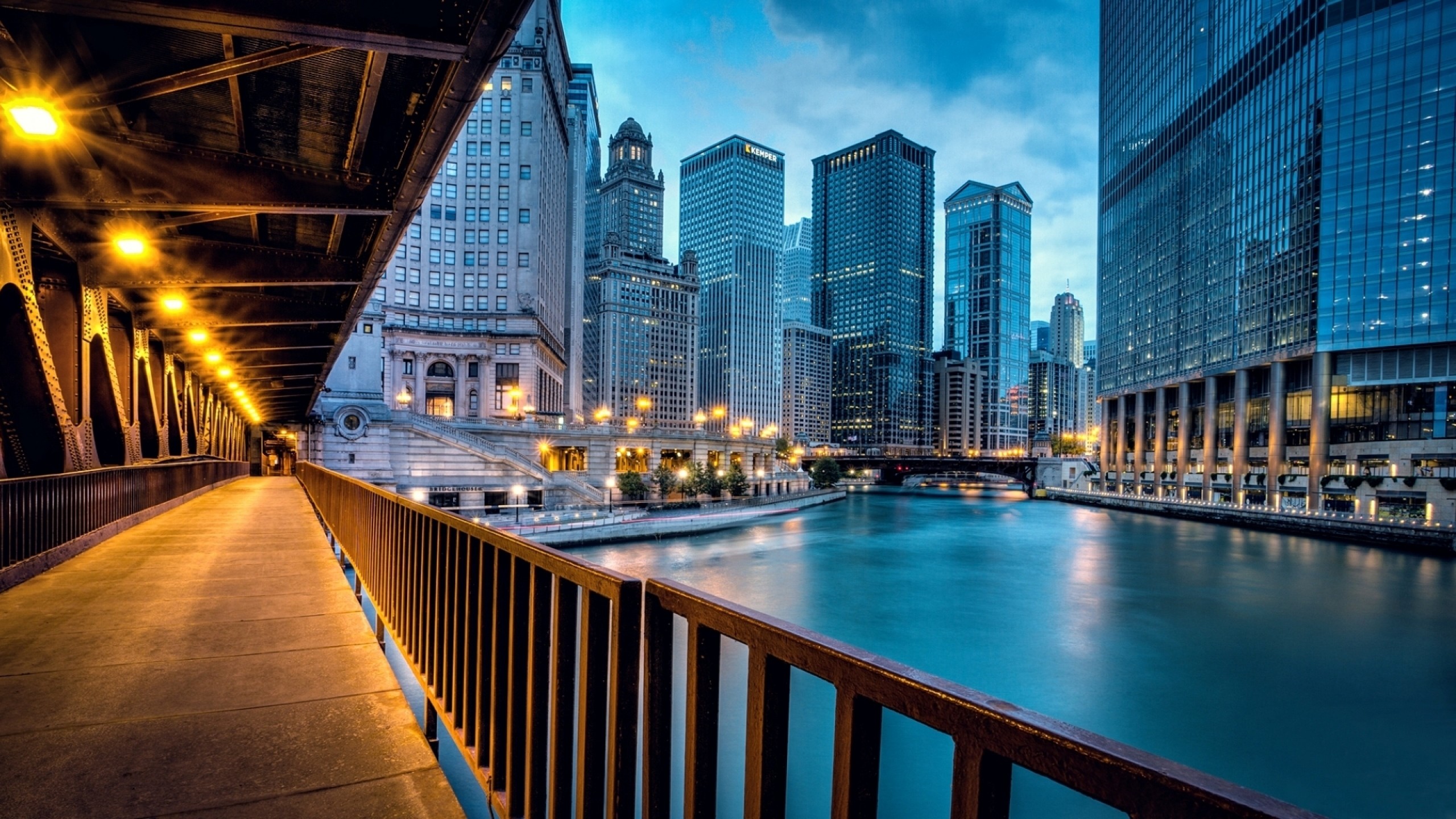 2560x1440 Preview wallpaper chicago, llinois, illinois, usa, united states, city,  evening
