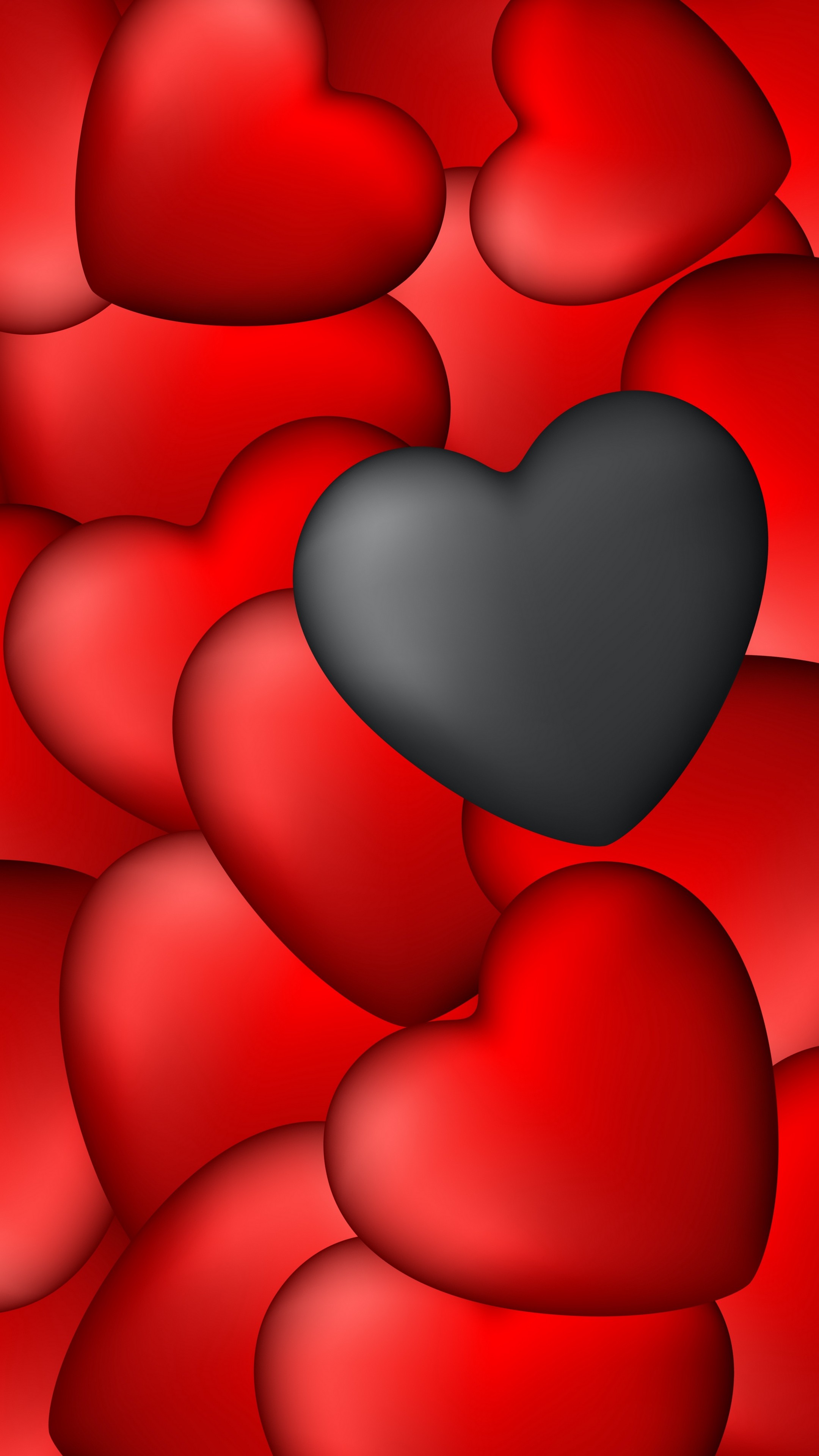 2160x3840  Wallpaper hearts, art, red, black