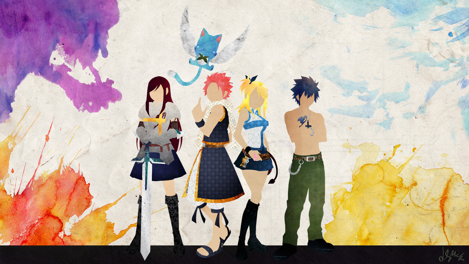 1920x1080 The final of my Fairy Tail wallpaper collection, the "Quintessence" Ended  up adding Happy into the mix, as in the end he is one of the main protago.