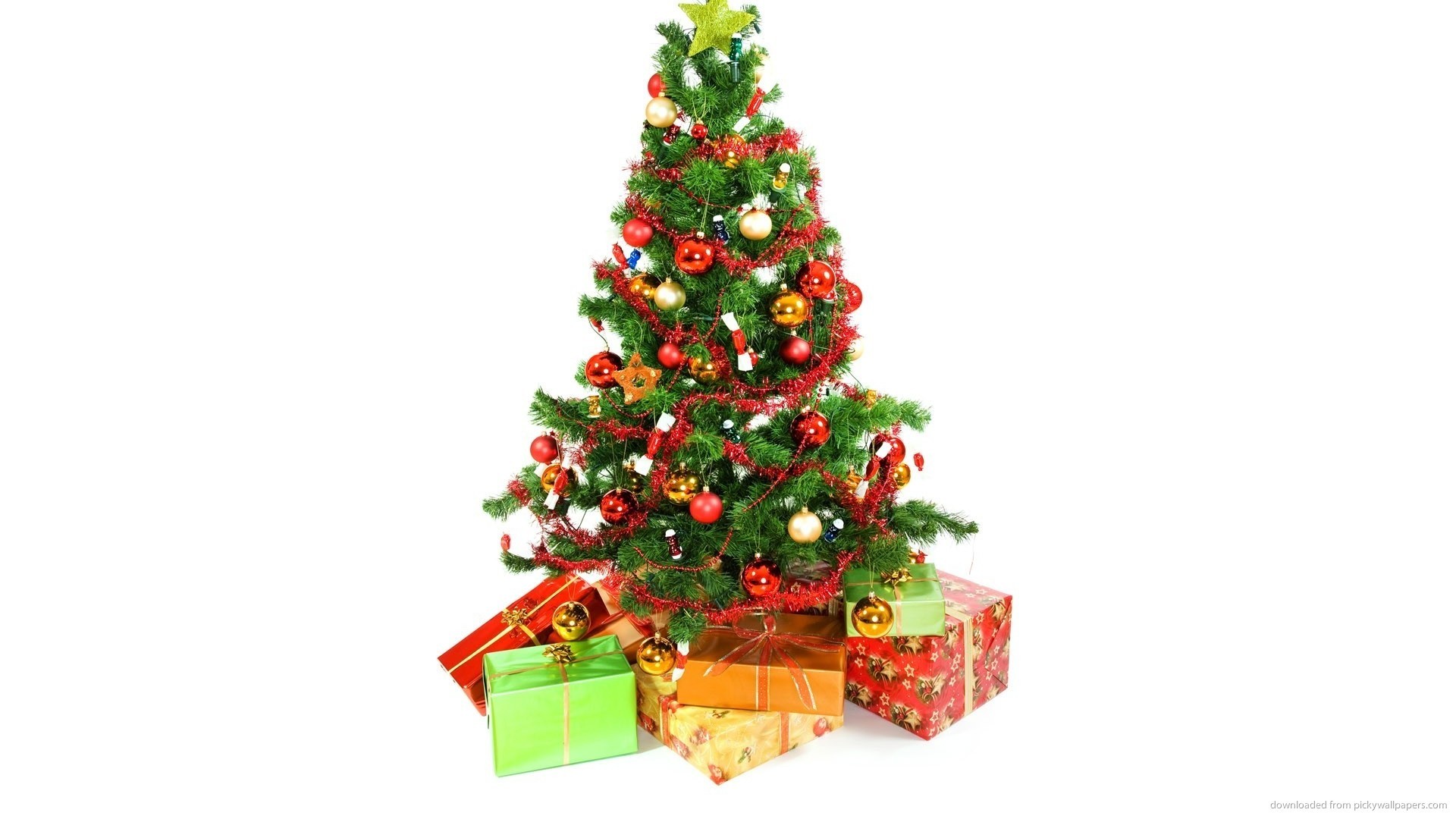 1920x1080 christmas tree background wallpaper ; christmas-tree -with-presents-underneath-on