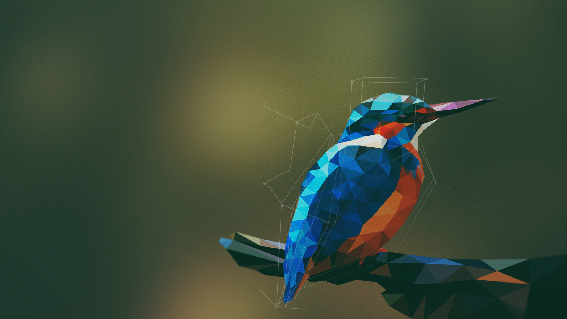1920x1080 animals, Birds, Kingfisher, Low Poly, Geometry, Digital Art, Artwork,  Simple Background Wallpapers HD / Desktop and Mobile Backgrounds