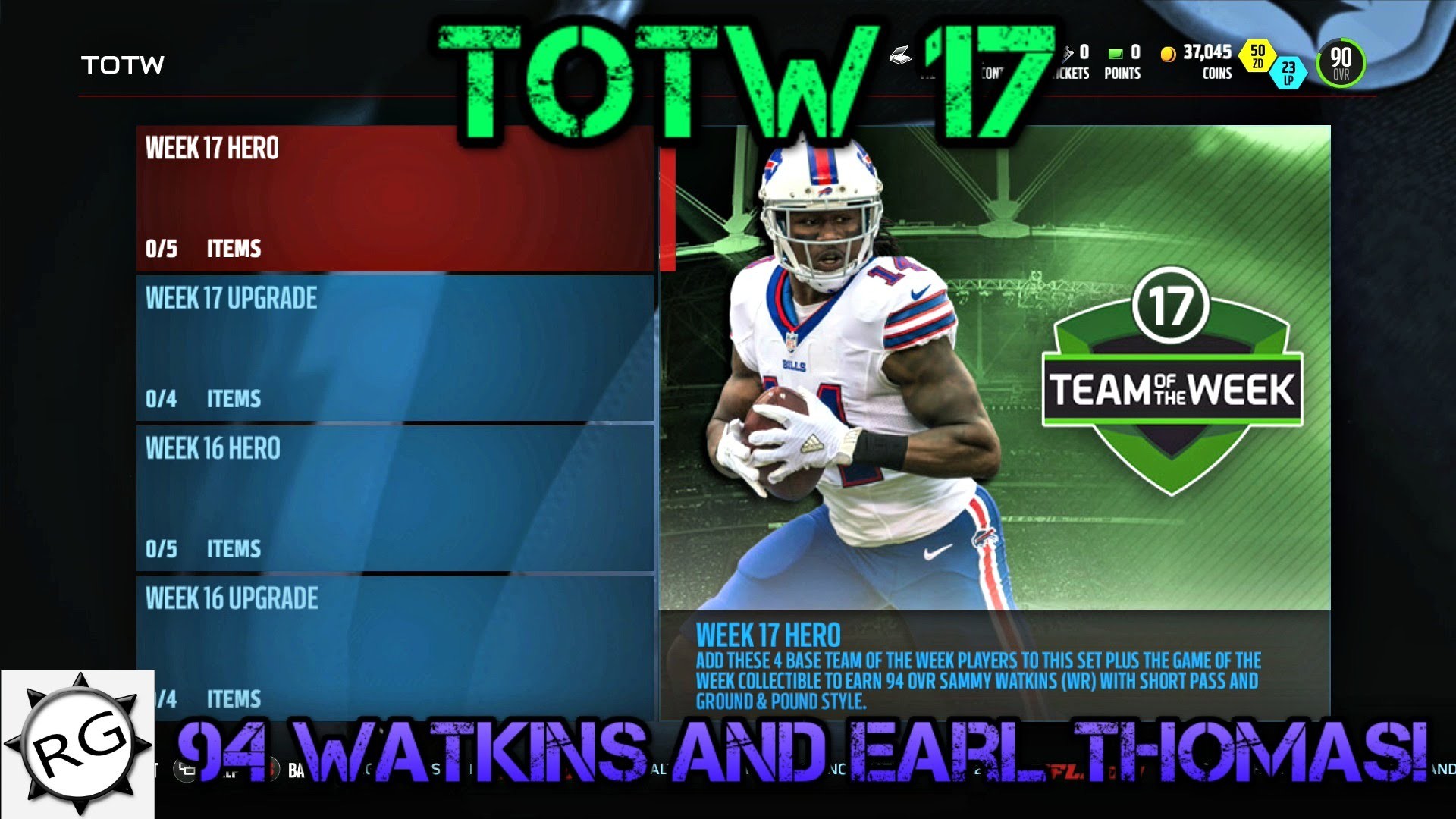 1920x1080 Madden Ultimate Team 16 Team of the Week 17! 94 Sammy Watkins and Earl  Thomas!!