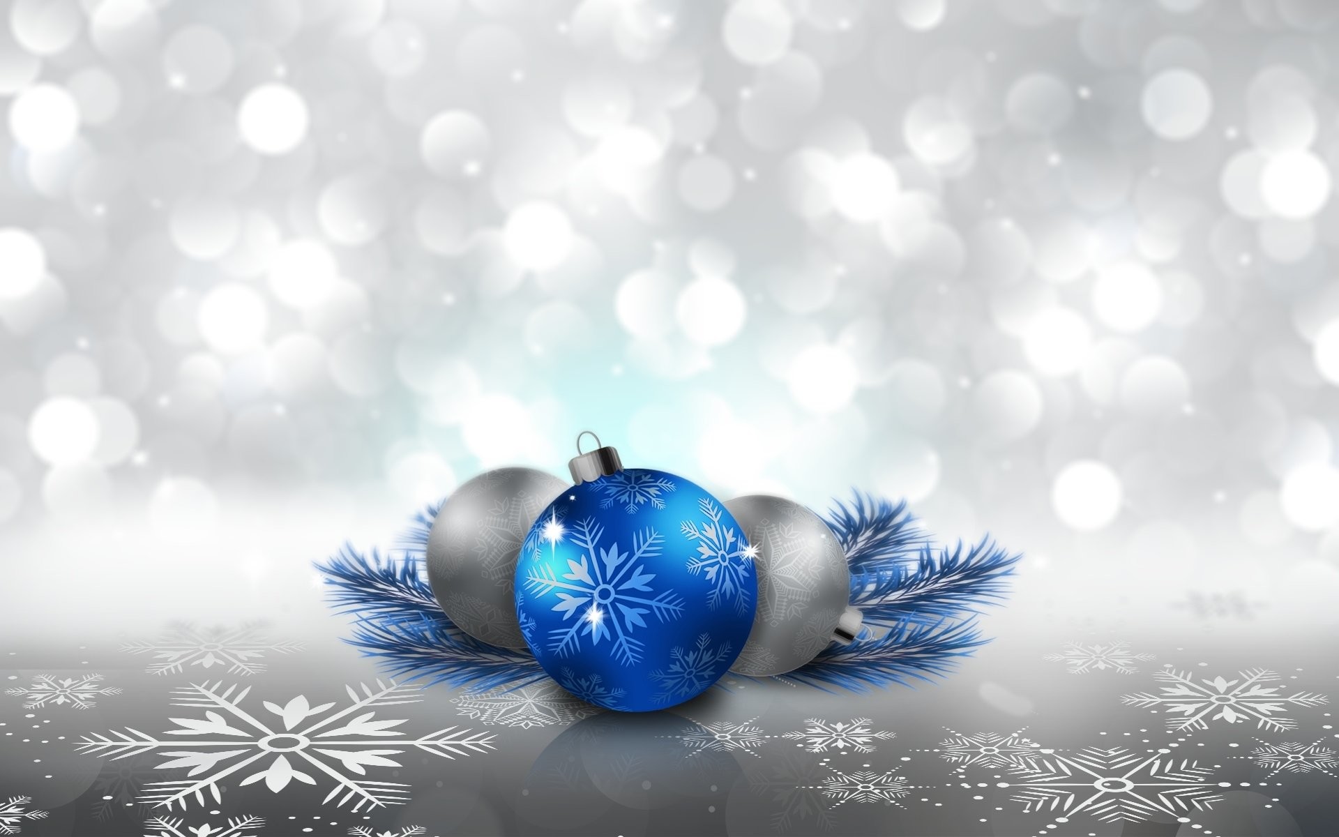 1920x1200 Holiday - Christmas Holiday Christmas Ornaments Blue Silver Snowflake  Wallpaper